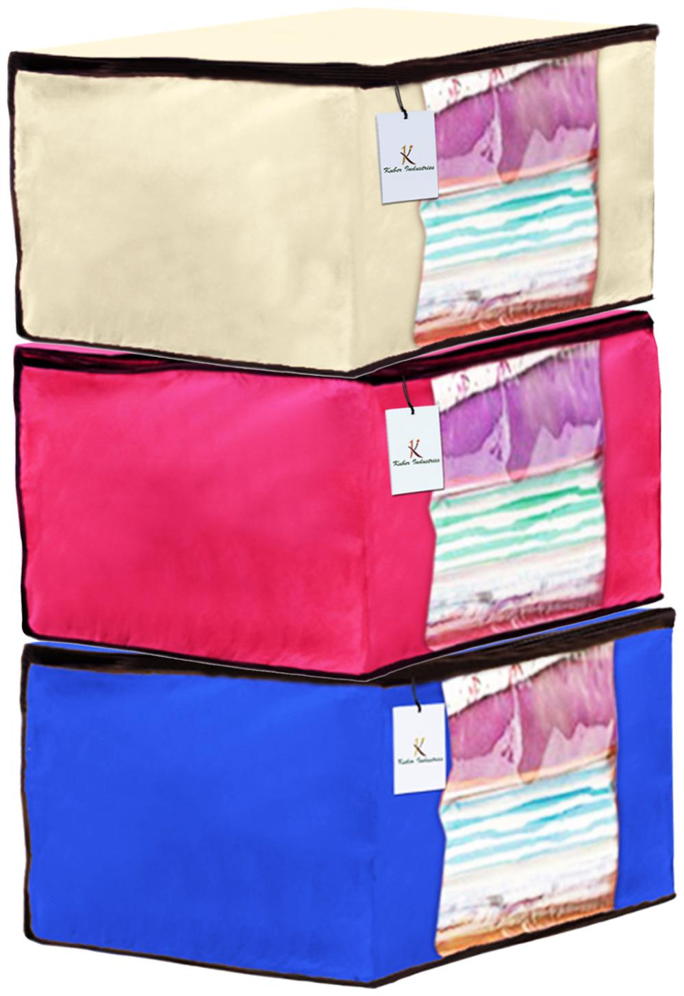 Kuber Industries 3 Piece Non Woven Fabric Saree Cover Set with Transparent Window Extra Large Ivory Royal Blue Pink CTHH14137
Kuber Industries 3 Piece Non Woven Fabric Saree Cover Set with Transparent Window Extra Large Ivory Royal Blue Pink CTHH14137