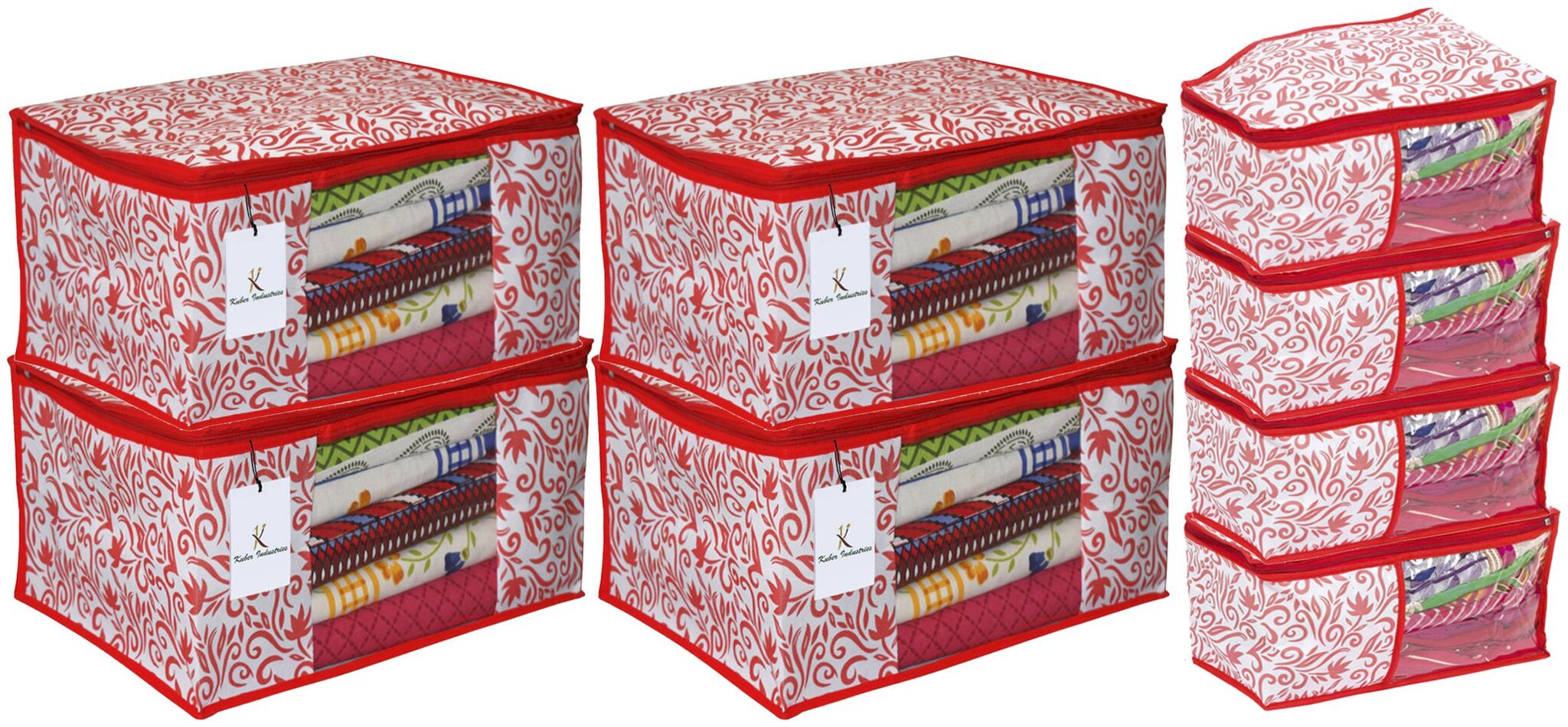 Kuber Industries Leaf Design Non Woven 4 pc Saree Cover Cloth Wardrobe Organizer And 4 pcs Blouse Cover Combo Set (Red) - CTHH17787
Kuber Industries Leaf Design Non Woven 4 pc Saree Cover Cloth Wardrobe Organizer And 4 pcs Blouse Cover Combo Set (Red) - CTHH17787
