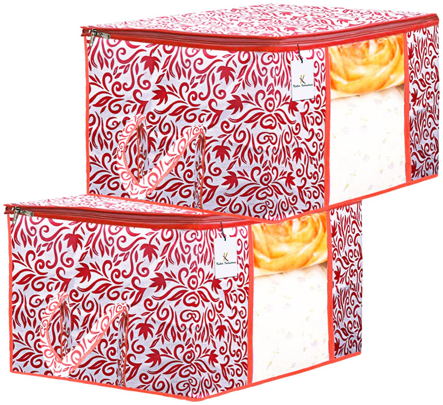 Kuber Industries Leaf Design 2 pc Non Woven Underbed Storage Bag Storage Organiser Blanket Cover with Transparent Window Extra Large Red CTHH15612
Kuber Industries Leaf Design 2 pc Non Woven Underbed Storage Bag Storage Organiser Blanket Cover with Transparent Window Extra Large Red CTHH15612