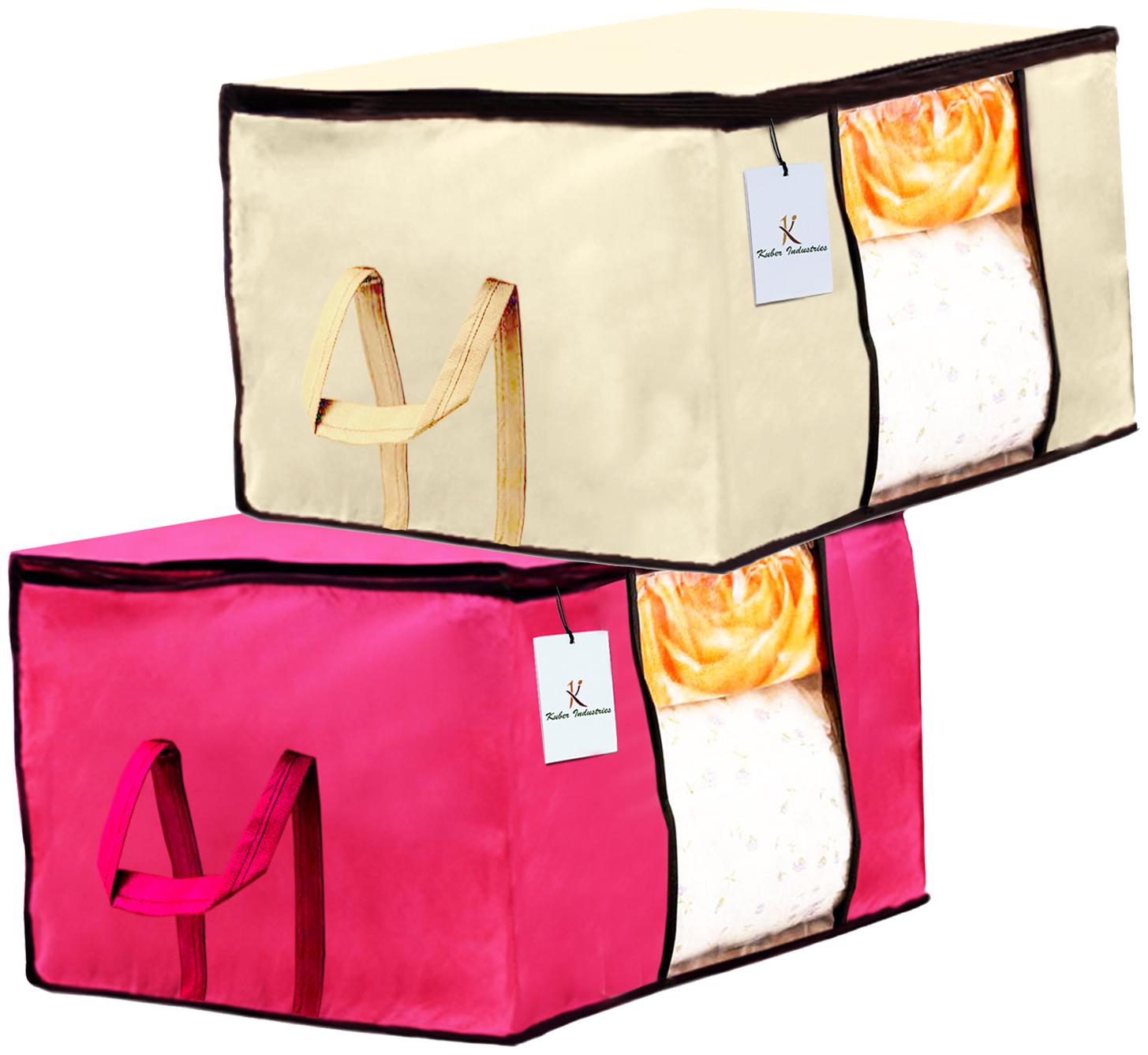 Kuber Industries Underbed Storage Bag Storage Organiser Blanket Cover Set of 2 - Ivory Pink Extra Large Size CTHH14227
Kuber Industries Underbed Storage Bag Storage Organiser Blanket Cover Set of 2 - Ivory Pink Extra Large Size CTHH14227