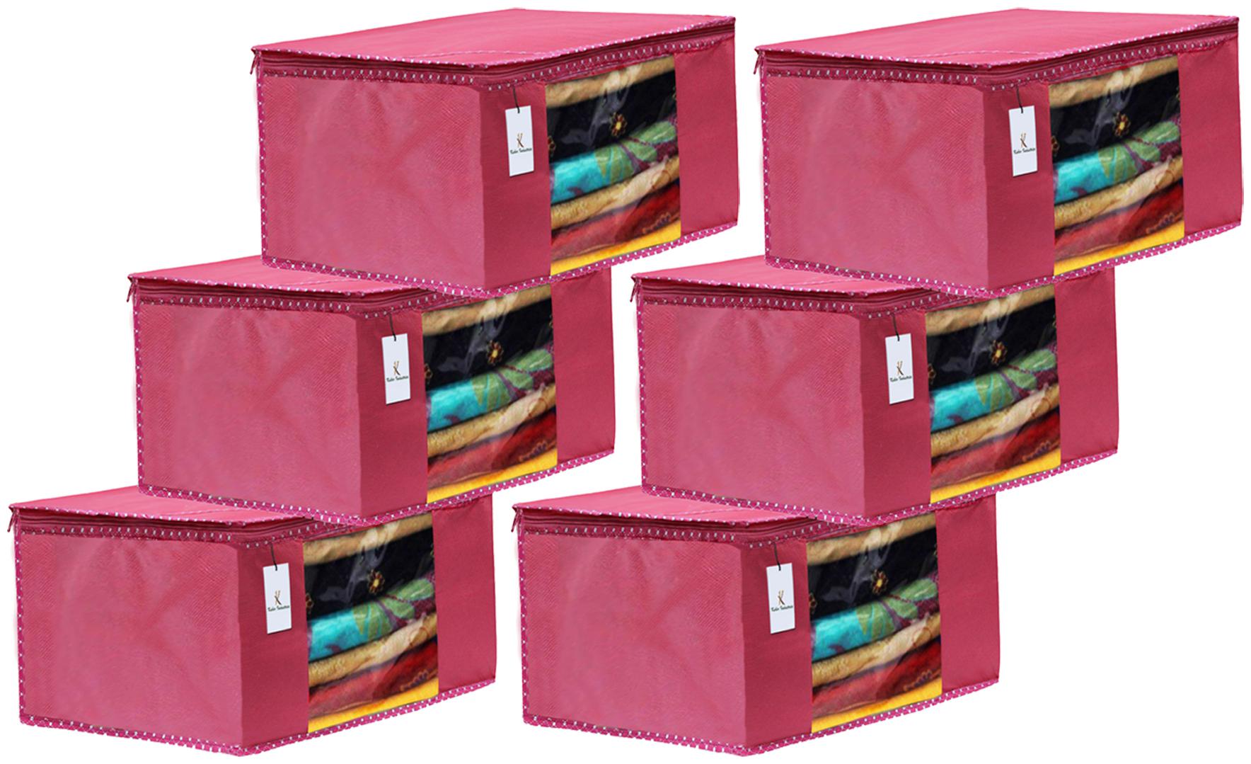Kuber Industries 6 pc Non Woven Fabric Saree Cover Set with Transparent Window Extra Large Pink- CTHH16104
Kuber Industries 6 pc Non Woven Fabric Saree Cover Set with Transparent Window Extra Large Pink- CTHH16104