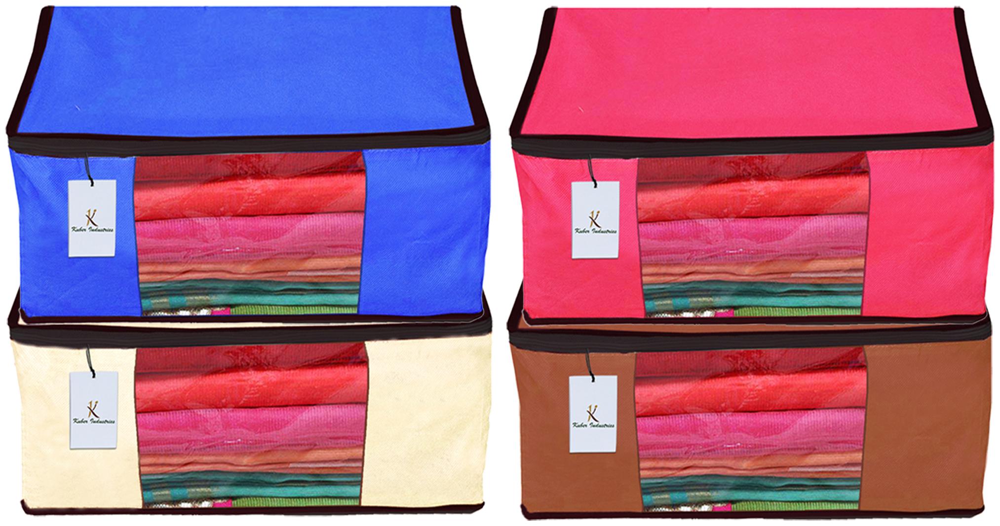 Kuber Industries 4 Piece Non Woven Fabric Saree Cover Set with Transparent Window Extra Large Pink Royal Blue Ivory Dark brown CTHH14184
Kuber Industries 4 Piece Non Woven Fabric Saree Cover Set with Transparent Window Extra Large Pink Royal Blue Ivory Dark brown CTHH14184