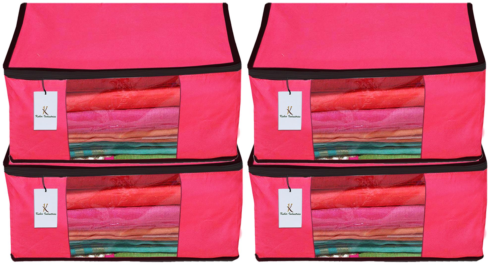 Kuber Industries 4 Piece Non Woven Fabric Saree Cover Set with Transparent Window Extra Large Pink CTHH14153
Kuber Industries 4 Piece Non Woven Fabric Saree Cover Set with Transparent Window Extra Large Pink CTHH14153
