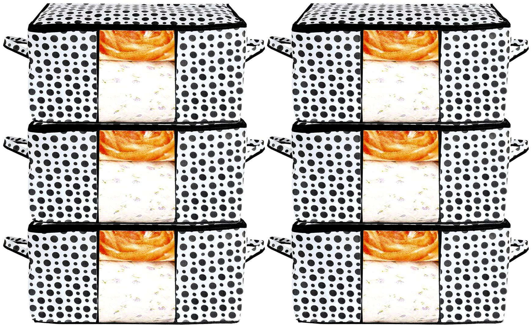 Kuber Industries Polka Dots Design Non Woven 6 pcs Underbed Storage Bag Cloth Organiser Blanket Cover with Transparent Window (Black White) - CTHH17486
Kuber Industries Polka Dots Design Non Woven 6 pcs Underbed Storage Bag Cloth Organiser Blanket Cover with Transparent Window (Black White) - CTHH17486