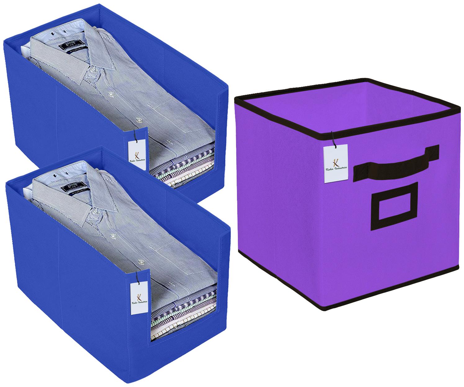Kuber Industries Non Woven 2 pc Shirt Stacker Wardrobe Organizer And 1 pc Small Foldable Storage Organiser Cubes Boxes (Purple) - CTHH17729
Kuber Industries Non Woven 2 pc Shirt Stacker Wardrobe Organizer And 1 pc Small Foldable Storage Organiser Cubes Boxes (Purple) - CTHH17729