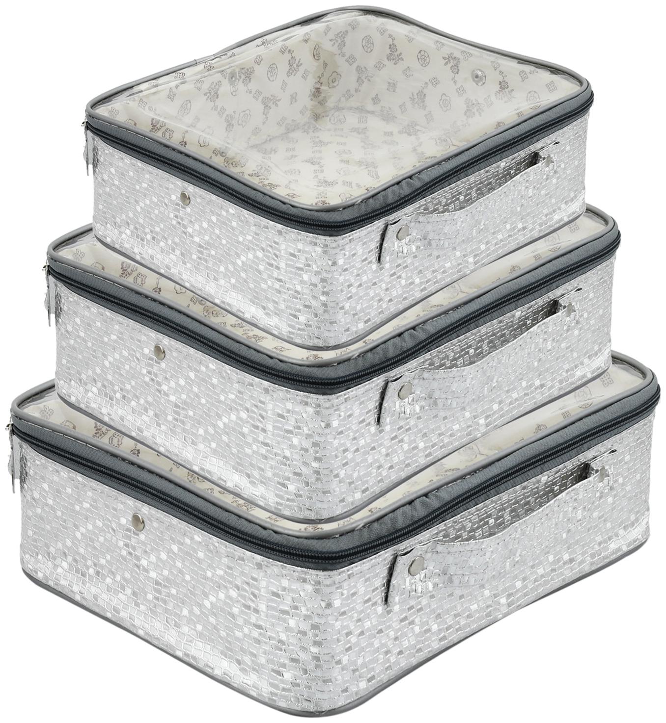 Kuber Industries Square Design Rexine 3 pcs Make Up Jewellery Vanity Travelling Cosmetic Multipurpose Box (Silver) Collection - CTHH17561
Kuber Industries Square Design Rexine 3 pcs Make Up Jewellery Vanity Travelling Cosmetic Multipurpose Box (Silver) Collection - CTHH17561