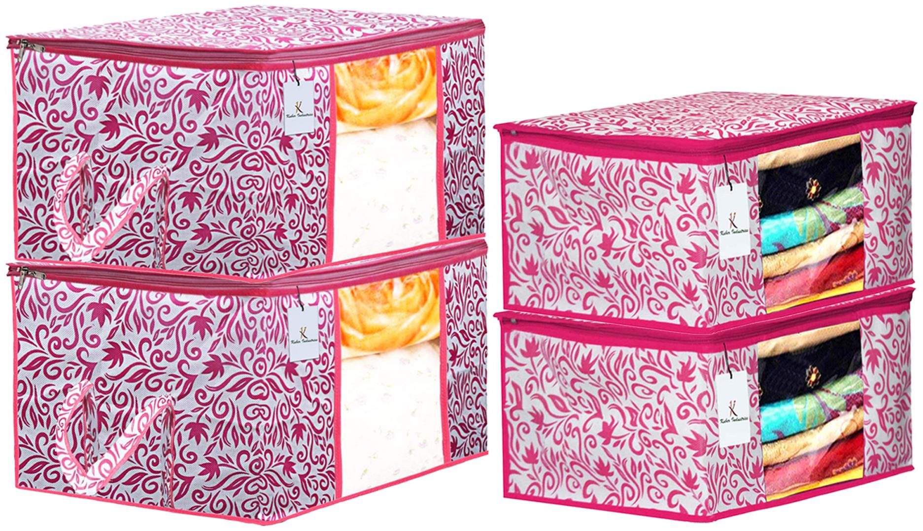 Kuber Industries Leaf Design Non Woven 2 pcs Saree Cover And 2 pcs Underbed Storage Bag Cloth Organizer For Storage Blanket Cover Combo Set (Pink) - CTHH18038
Kuber Industries Leaf Design Non Woven 2 pcs Saree Cover And 2 pcs Underbed Storage Bag Cloth Organizer For Storage Blanket Cover Combo Set (Pink) - CTHH18038