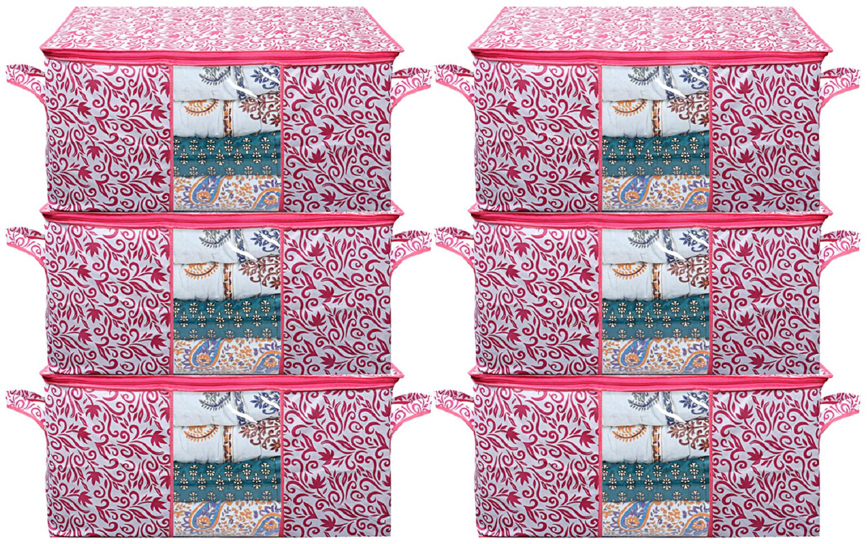 Kuber Industries Leaf Design Non Woven 6 Pieces Underbed Storage Bag Storage Organiser Blanket Cover (Pink)- CTHH12785
Kuber Industries Leaf Design Non Woven 6 Pieces Underbed Storage Bag Storage Organiser Blanket Cover (Pink)- CTHH12785
