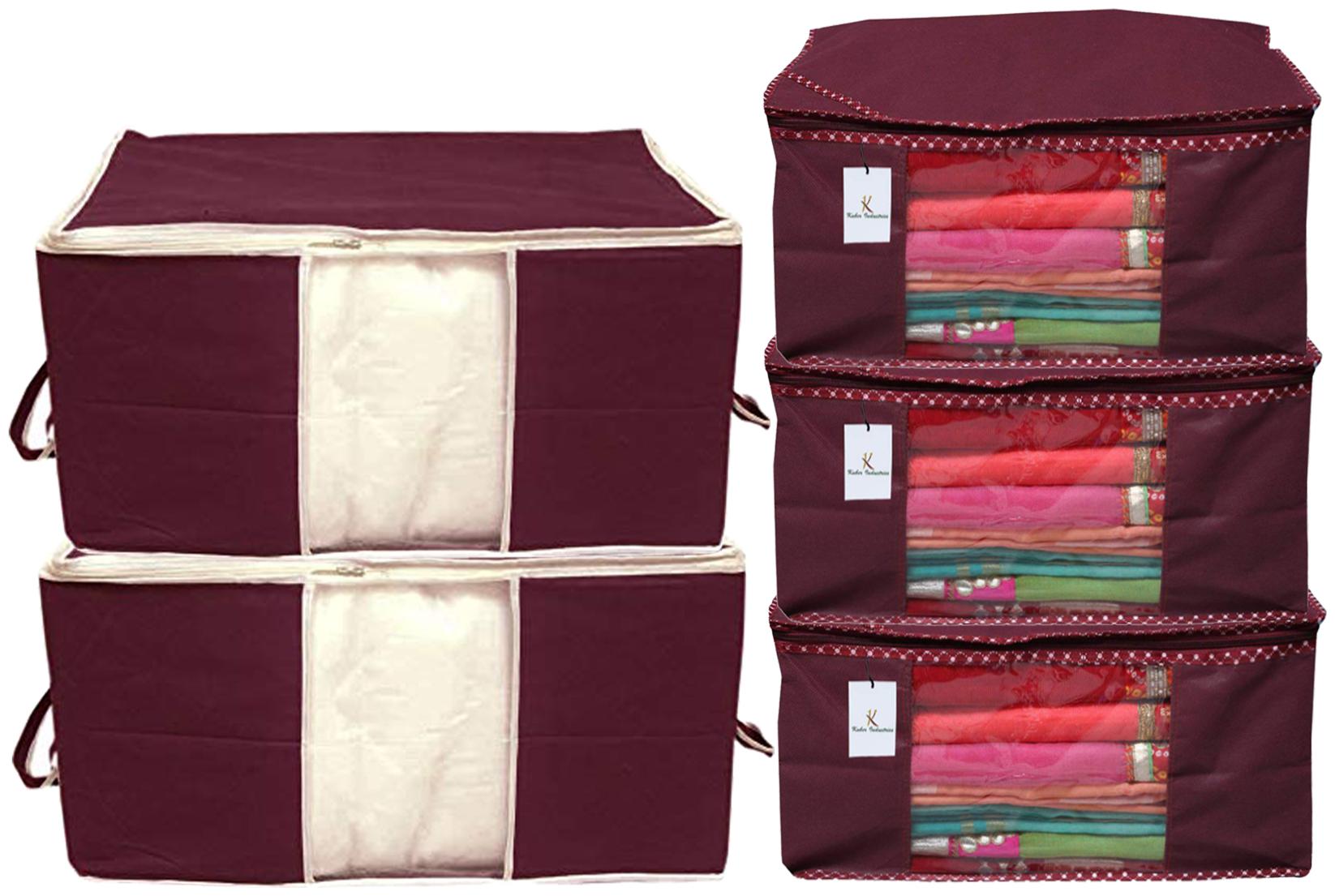 Kuber Industries Non Woven 3 pcs Saree Cover And 2 pcs Underbed Storage Bag Cloth Organizer For Storage Blanket Cover Combo Set (Maroon) - CTHH17836
Kuber Industries Non Woven 3 pcs Saree Cover And 2 pcs Underbed Storage Bag Cloth Organizer For Storage Blanket Cover Combo Set (Maroon) - CTHH17836