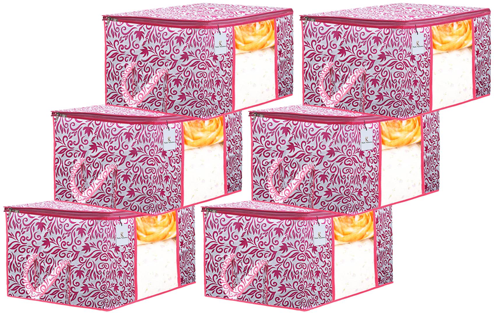 Kuber Industries Leaf Design 6 pc Non Woven Underbed Storage Bag Storage Organiser Blanket Cover with Transparent Window Extra Large Pink CTHH15609
Kuber Industries Leaf Design 6 pc Non Woven Underbed Storage Bag Storage Organiser Blanket Cover with Transparent Window Extra Large Pink CTHH15609
