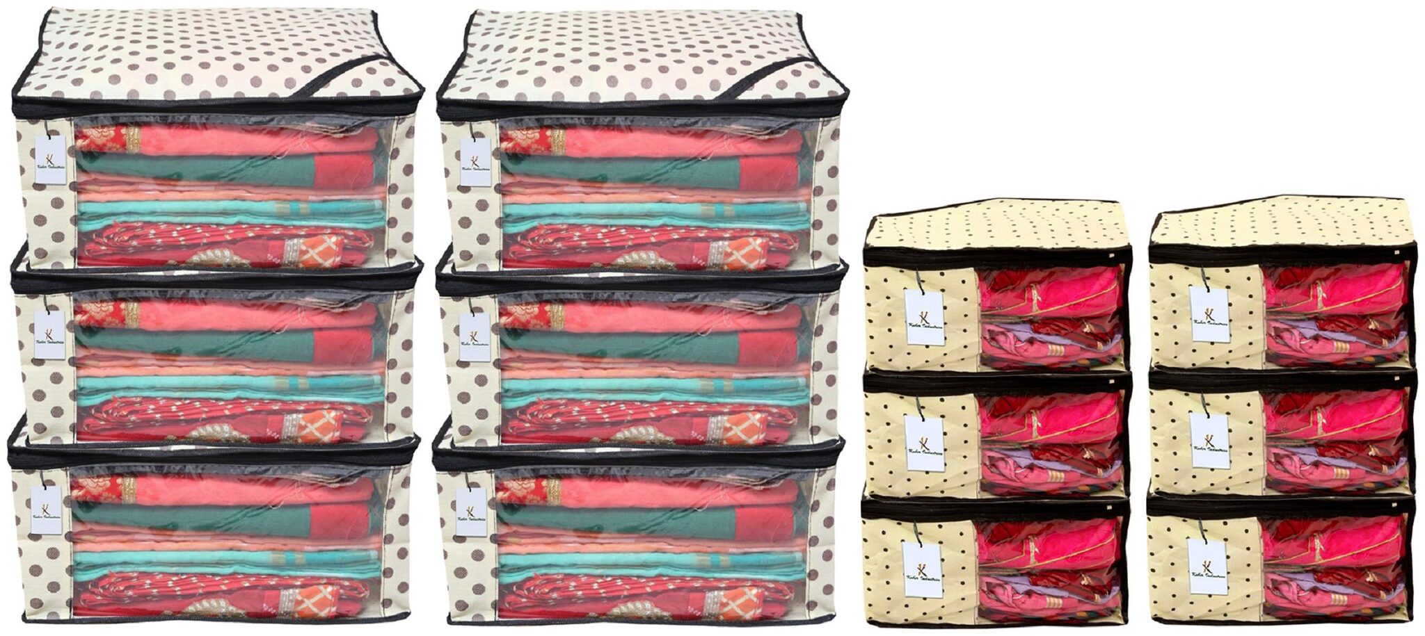 Kuber Industries Polka Dots Design Non Woven 6 pc Saree Cover Cloth Wardrobe Organizer And 6 pcs Blouse Cover Combo Set (Ivory) - CTHH17808
Kuber Industries Polka Dots Design Non Woven 6 pc Saree Cover Cloth Wardrobe Organizer And 6 pcs Blouse Cover Combo Set (Ivory) - CTHH17808