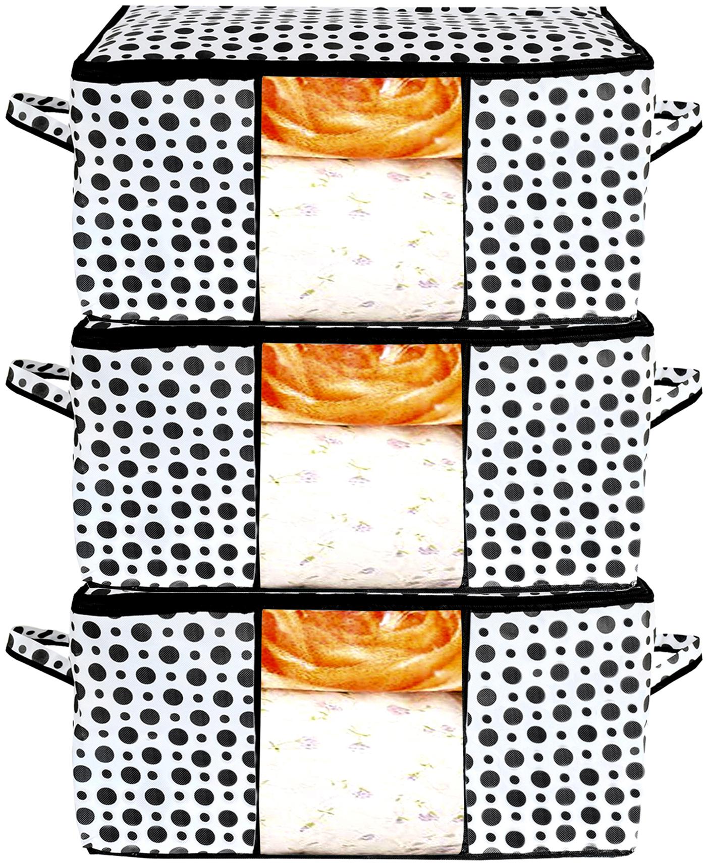 Kuber Industries Polka Dots Design Non Woven 3 pcs Underbed Storage Bag Cloth Organiser Blanket Cover with Transparent Window (Black White) - CTHH17484
Kuber Industries Polka Dots Design Non Woven 3 pcs Underbed Storage Bag Cloth Organiser Blanket Cover with Transparent Window (Black White) - CTHH17484