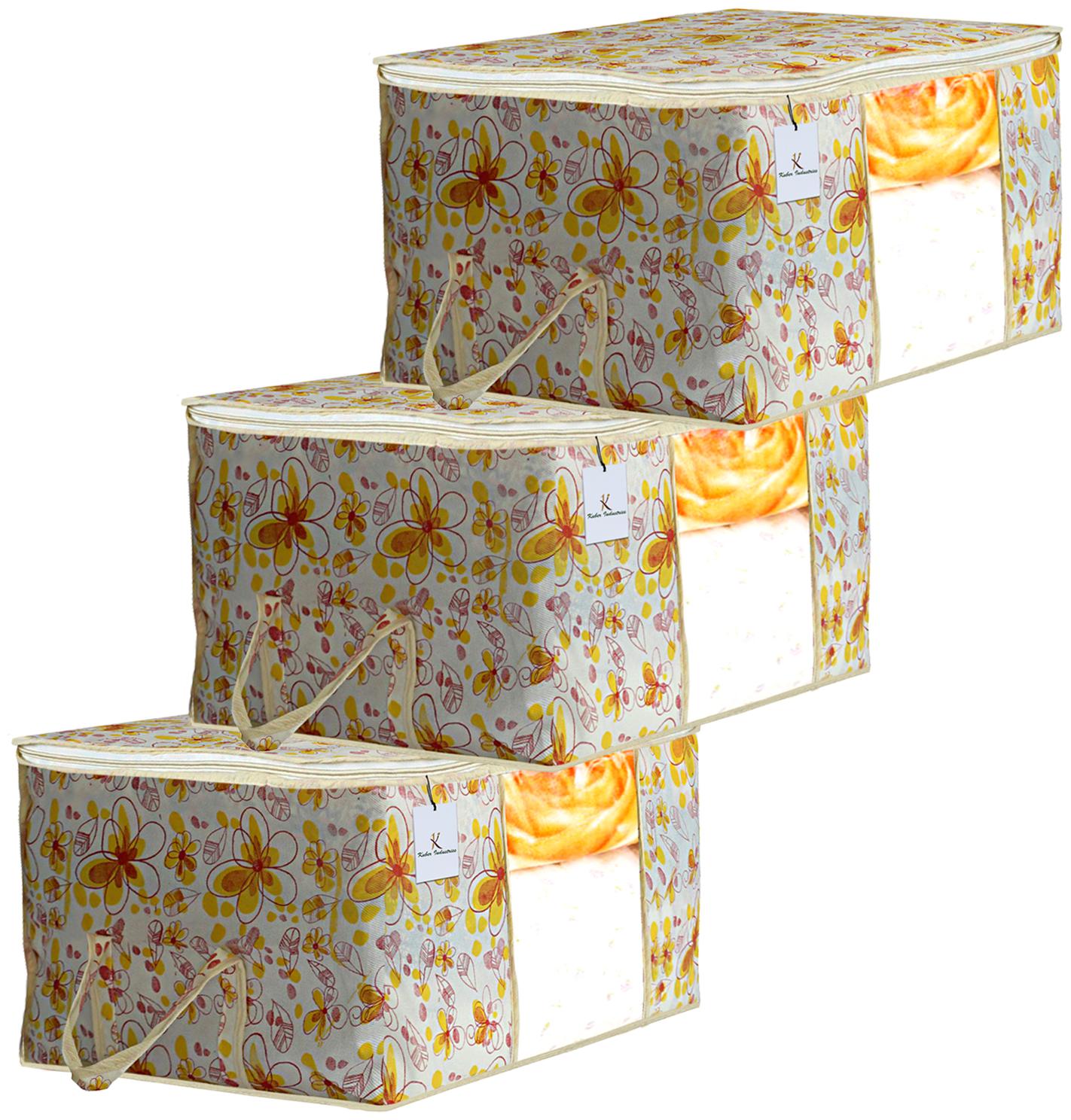 Kuber Industries Flower Design 3 pc Non Woven Underbed Storage Bag Storage Organiser Blanket Cover with Transparent Window Extra Large Ivory Red CTHH15603
Kuber Industries Flower Design 3 pc Non Woven Underbed Storage Bag Storage Organiser Blanket Cover with Transparent Window Extra Large Ivory Red CTHH15603