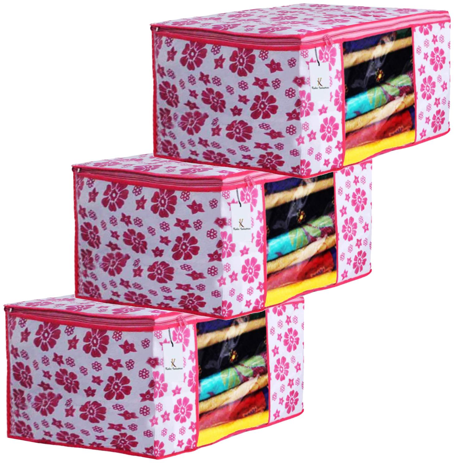Kuber Industries Flower Design 3 pc Non Woven Fabric Saree Cover Set with Transparent Window Extra Large Pink- CTHH16135
Kuber Industries Flower Design 3 pc Non Woven Fabric Saree Cover Set with Transparent Window Extra Large Pink- CTHH16135