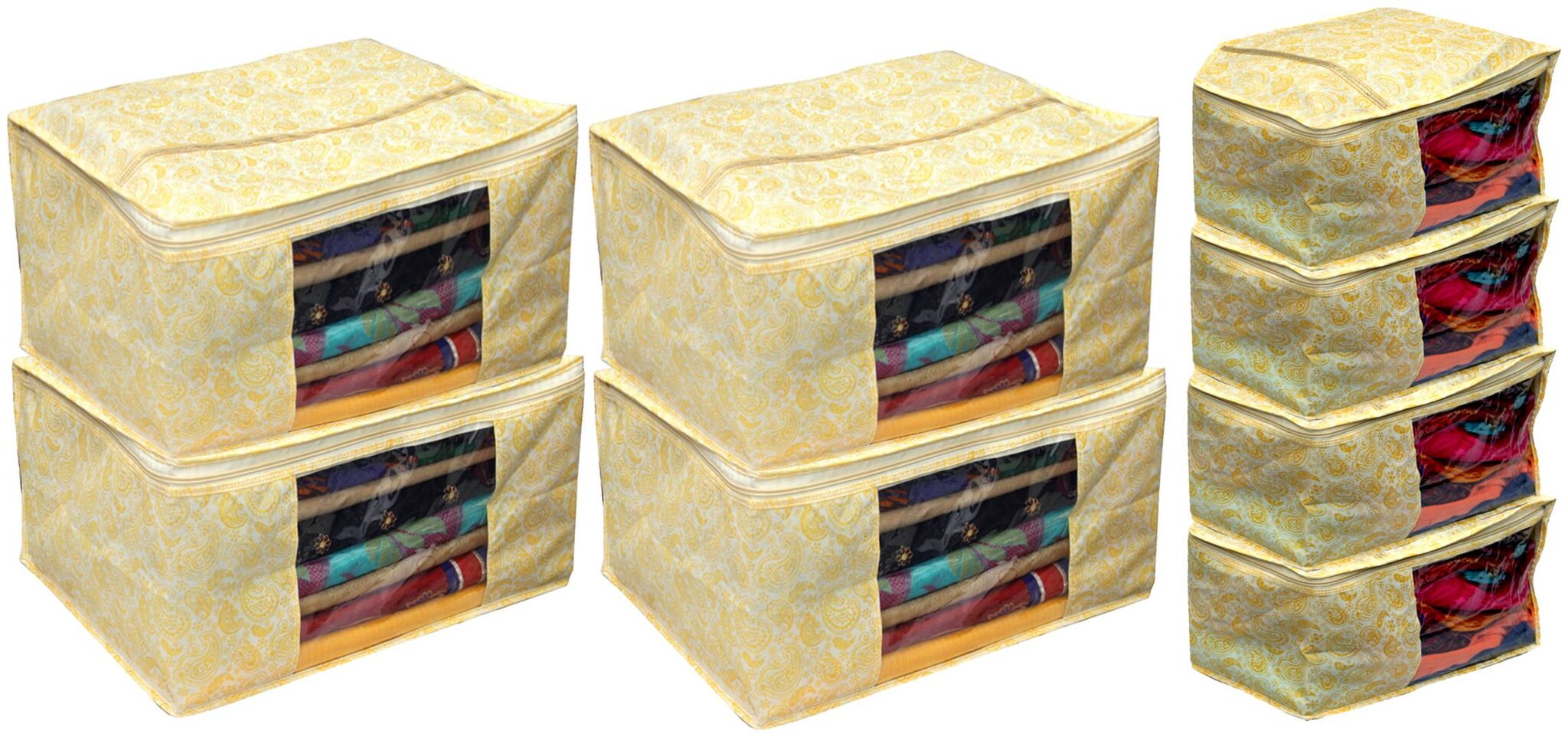 Kuber Industries Leaf Design Non Woven 4 pc Saree Cover Cloth Wardrobe Organizer And 4 pcs Blouse Cover Combo Set (Gold) - CTHH17829
Kuber Industries Leaf Design Non Woven 4 pc Saree Cover Cloth Wardrobe Organizer And 4 pcs Blouse Cover Combo Set (Gold) - CTHH17829