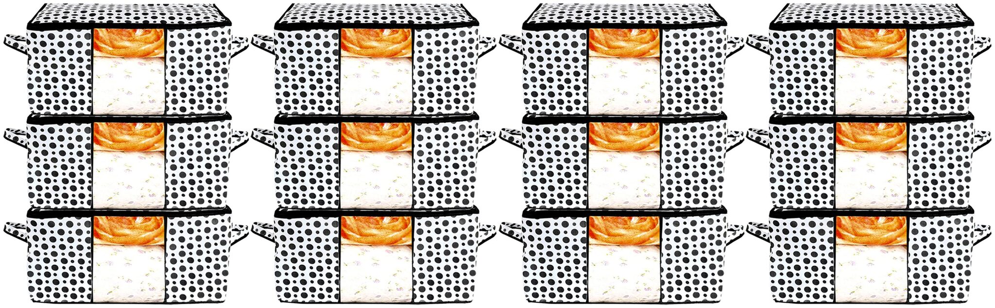 Kuber Industries Polka Dots Design Non Woven 12 pcs Underbed Storage Bag Cloth Organiser Blanket Cover with Transparent Window (Black White) - CTHH17489
Kuber Industries Polka Dots Design Non Woven 12 pcs Underbed Storage Bag Cloth Organiser Blanket Cover with Transparent Window (Black White) - CTHH17489