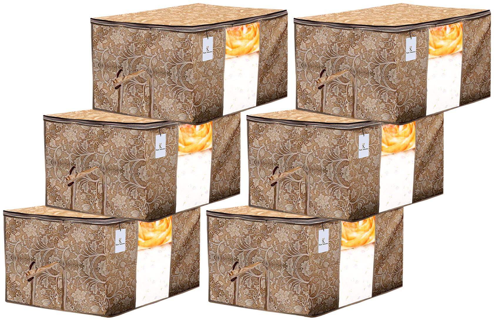 Kuber Industries Metalic Printed 6 pc Non Woven Underbed Storage Bag Storage Organiser Blanket Cover with Transparent Window Extra Large Beige CTHH15589
Kuber Industries Metalic Printed 6 pc Non Woven Underbed Storage Bag Storage Organiser Blanket Cover with Transparent Window Extra Large Beige CTHH15589