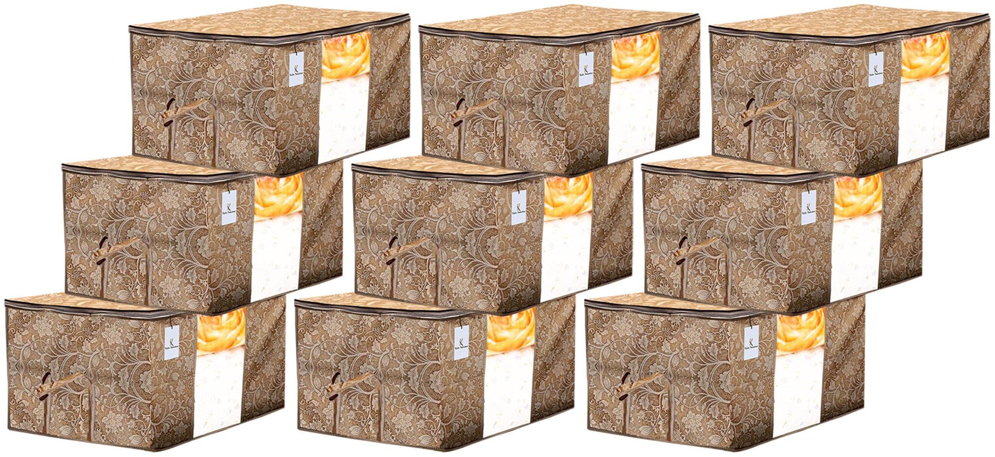 Kuber Industries Metalic Printed 9 pc Non Woven Underbed Storage Bag Storage Organiser Blanket Cover with Transparent Window Extra Large Beige CTHH15595
Kuber Industries Metalic Printed 9 pc Non Woven Underbed Storage Bag Storage Organiser Blanket Cover with Transparent Window Extra Large Beige CTHH15595