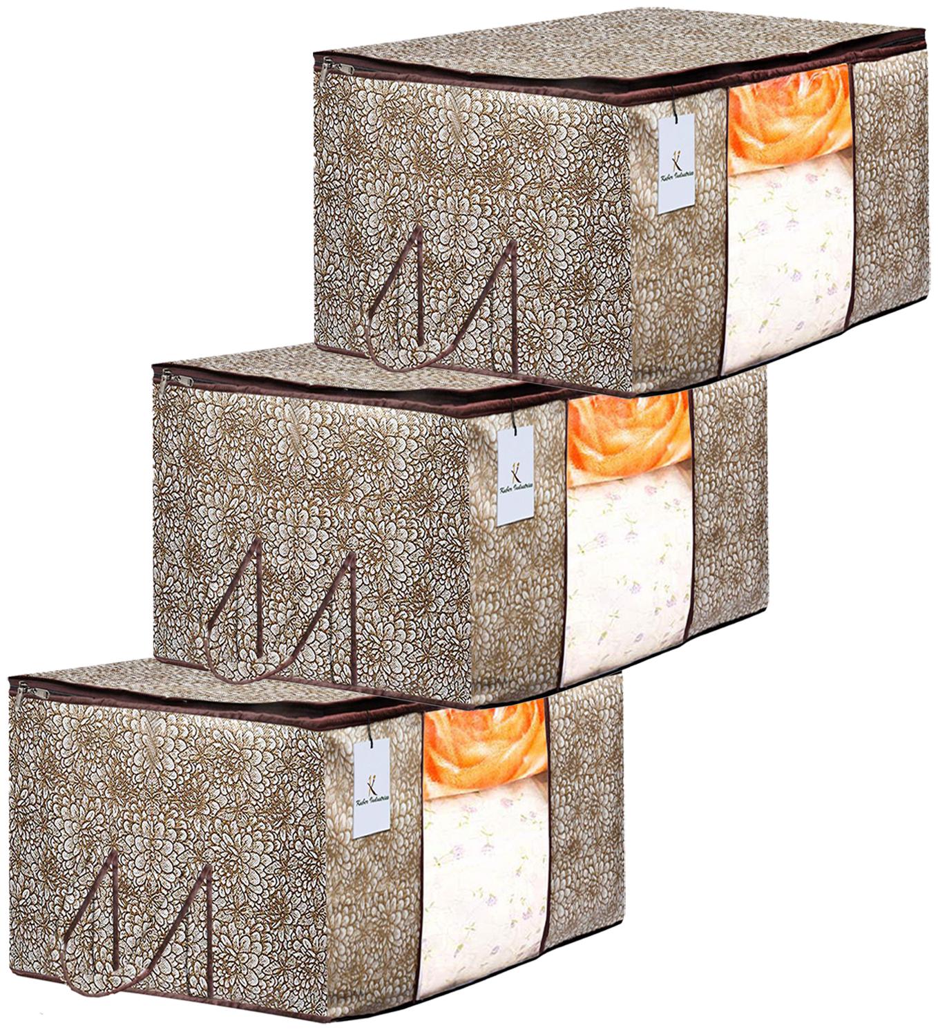 Kuber Industries Metalic Printed 3 pc Non Woven Underbed Storage Bag Storage Organiser Blanket Cover with Transparent Window Extra Large Golden Brown CTHH15638
Kuber Industries Metalic Printed 3 pc Non Woven Underbed Storage Bag Storage Organiser Blanket Cover with Transparent Window Extra Large Golden Brown CTHH15638