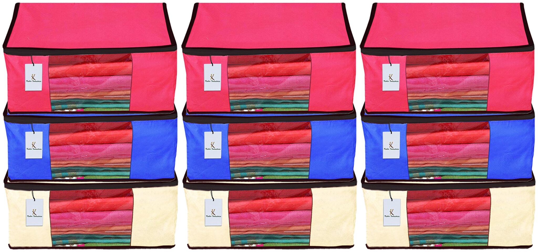 Kuber Industries 9 Piece Non Woven Fabric Saree Cover Set with Transparent Window Extra Large Ivory Royal Blue Pink CTHH14191
Kuber Industries 9 Piece Non Woven Fabric Saree Cover Set with Transparent Window Extra Large Ivory Royal Blue Pink CTHH14191