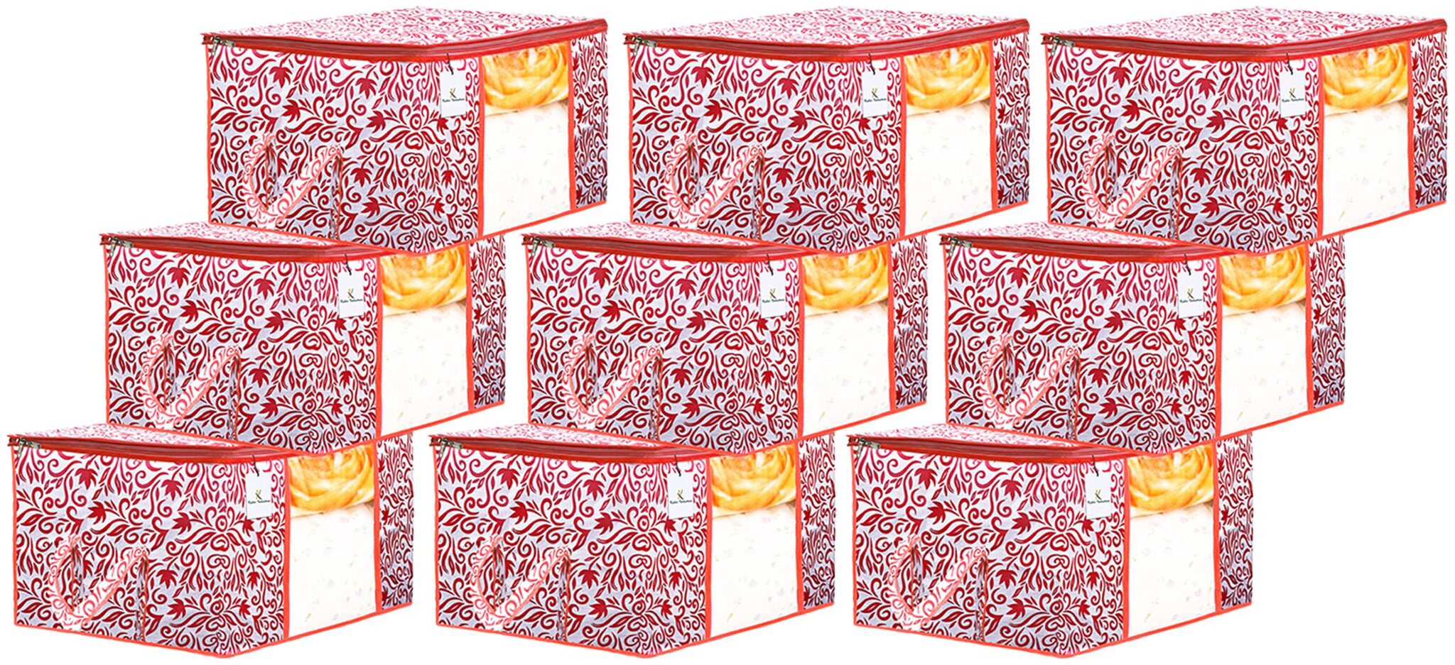 Kuber Industries Leaf Design 9 pc Non Woven Underbed Storage Bag Storage Organiser Blanket Cover with Transparent Window Extra Large Red CTHH15615
Kuber Industries Leaf Design 9 pc Non Woven Underbed Storage Bag Storage Organiser Blanket Cover with Transparent Window Extra Large Red CTHH15615