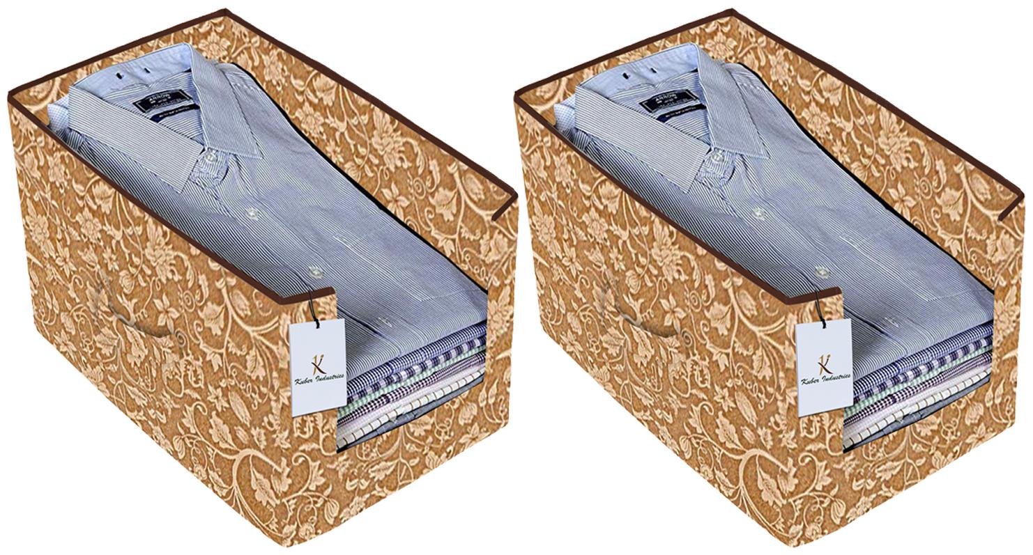 Kuber Industries Metalic Printed 2 pc Non Woven Shirt Stacker Wardrobe Organizer Set (Beige) - CTHH16602 
Kuber Industries Metalic Printed 2 pc Non Woven Shirt Stacker Wardrobe Organizer Set (Beige) - CTHH16602