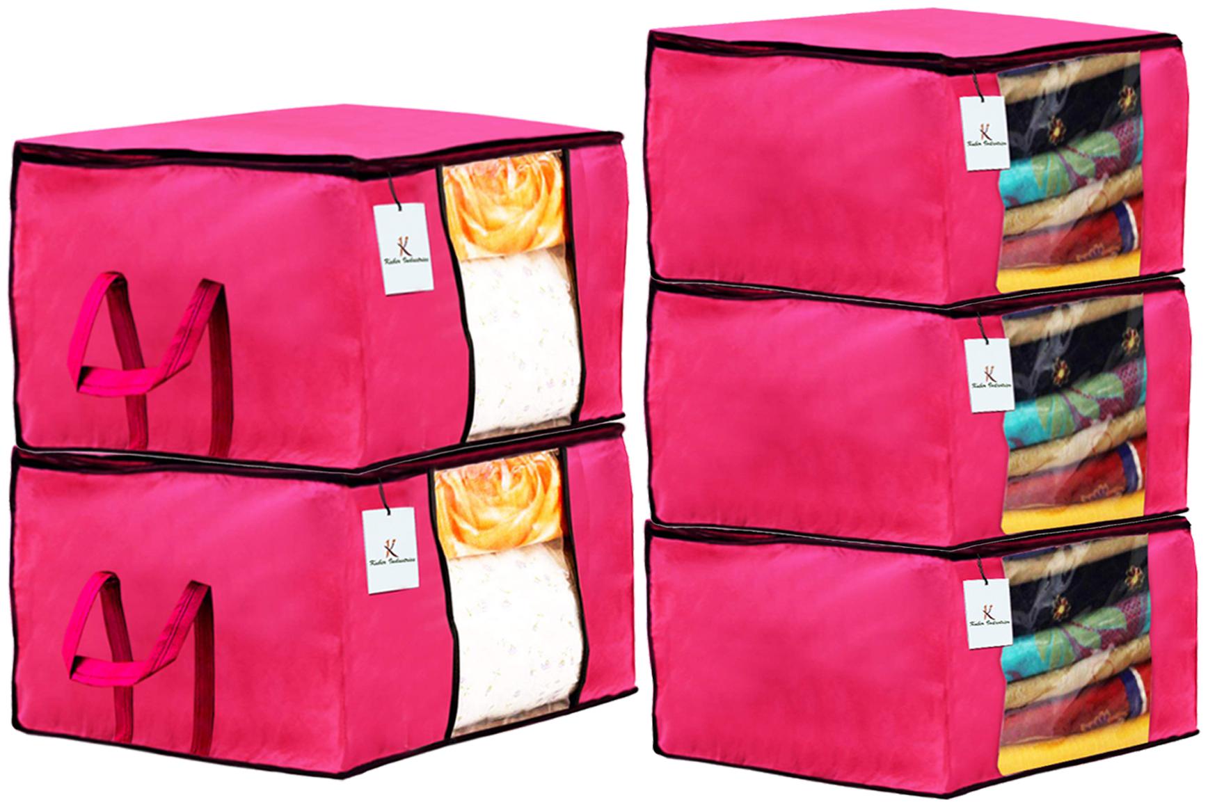 Kuber Industries Non Woven 3 pcs Saree Cover And 2 pcs Underbed Storage Bag Cloth Organizer For Storage Blanket Cover Combo Set (Pink) - CTHH17860
Kuber Industries Non Woven 3 pcs Saree Cover And 2 pcs Underbed Storage Bag Cloth Organizer For Storage Blanket Cover Combo Set (Pink) - CTHH17860
