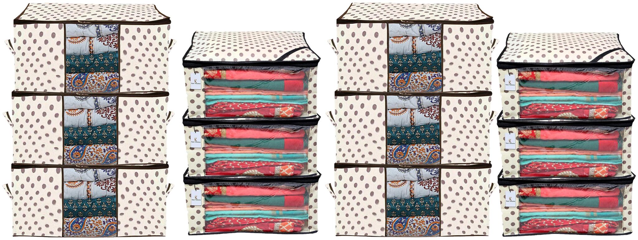 Kuber Industries Polka Dots Printed Non Woven 6 pcs Saree Cover And 6 pcs Underbed Storage Bag Cloth Organizer For Storage Blanket Cover Combo Set (Ivory) - CTHH18036
Kuber Industries Polka Dots Printed Non Woven 6 pcs Saree Cover And 6 pcs Underbed Storage Bag Cloth Organizer For Storage Blanket Cover Combo Set (Ivory) - CTHH18036