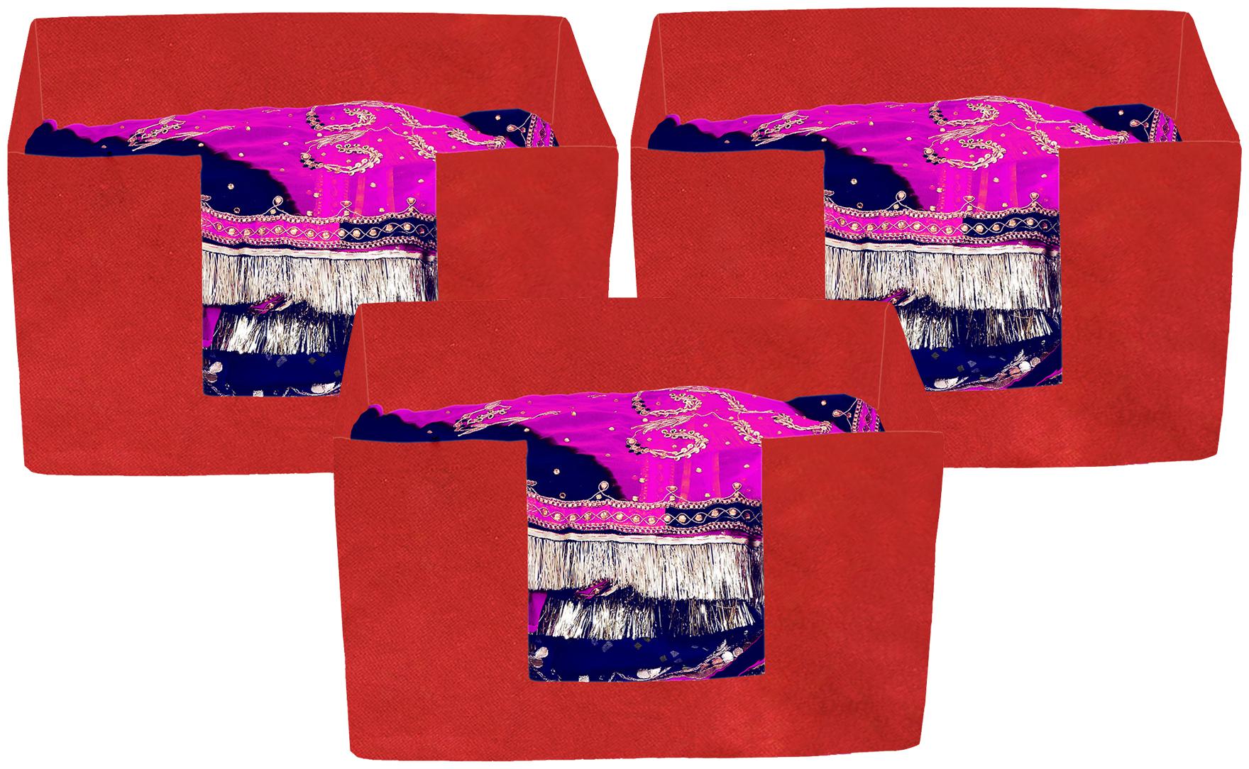 Kuber Industries 3 pcs Large Capacity Space Saver Closet Stackable and Foldable Saree Clothes Storage Bag Non-Woven Rectangle Cloth Saree Stacker Wardrobe Organizer (Red) CTHH15730
Kuber Industries 3 pcs Large Capacity Space Saver Closet Stackable and Foldable Saree Clothes Storage Bag Non-Woven Rectangle Cloth Saree Stacker Wardrobe Organizer (Red) CTHH15730