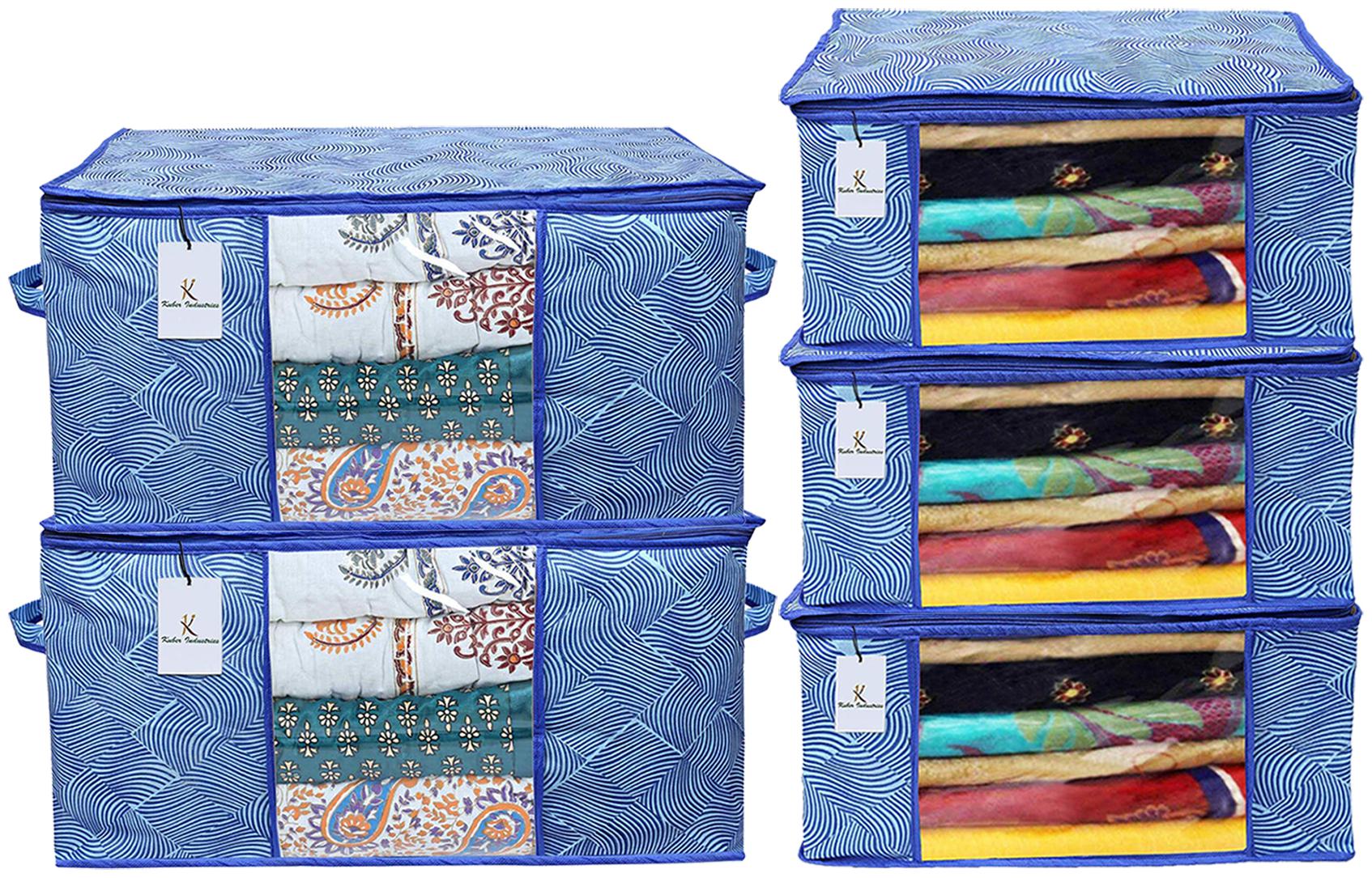 Kuber Industries Laheriya Printed Non Woven 3 pcs Saree Cover And 2 pcs Underbed Storage Bag Cloth Organizer For Storage Blanket Cover Combo Set (Blue) - CTHH18063
Kuber Industries Laheriya Printed Non Woven 3 pcs Saree Cover And 2 pcs Underbed Storage Bag Cloth Organizer For Storage Blanket Cover Combo Set (Blue) - CTHH18063