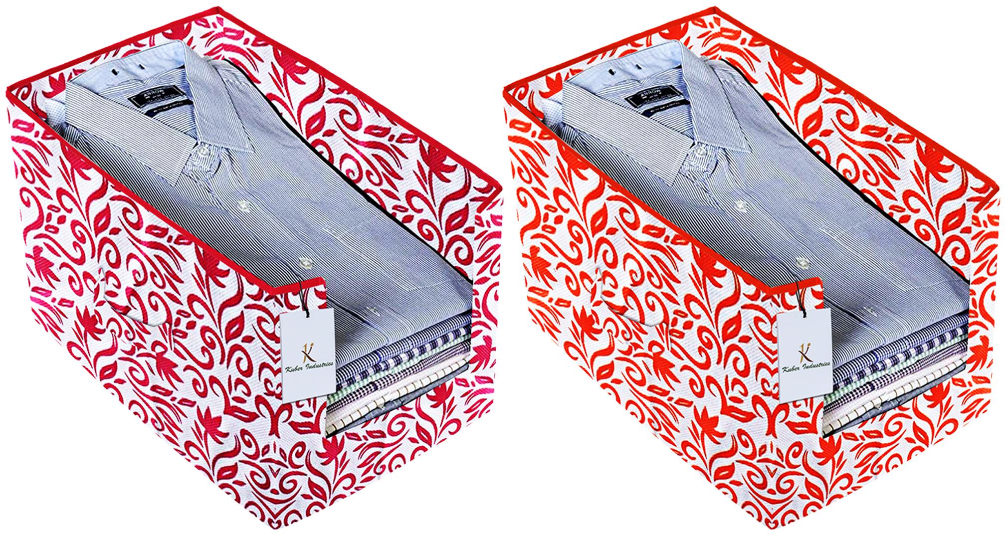Kuber Industries Leaf Printed 2 pc Non Woven Shirt Stacker Wardrobe Organizer Set (Pink Red) - CTHH16782
Kuber Industries Leaf Printed 2 pc Non Woven Shirt Stacker Wardrobe Organizer Set (Pink Red) - CTHH16782