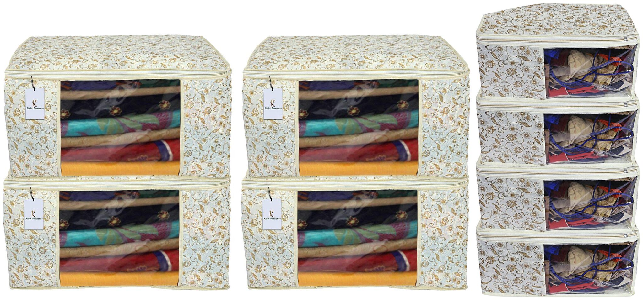 Kuber Industries Metallic Printed Non Woven 4 pc Saree Cover Cloth Wardrobe Organizer And 4 pcs Blouse Cover Combo Set (Brown) - CTHH17799
Kuber Industries Metallic Printed Non Woven 4 pc Saree Cover Cloth Wardrobe Organizer And 4 pcs Blouse Cover Combo Set (Brown) - CTHH17799