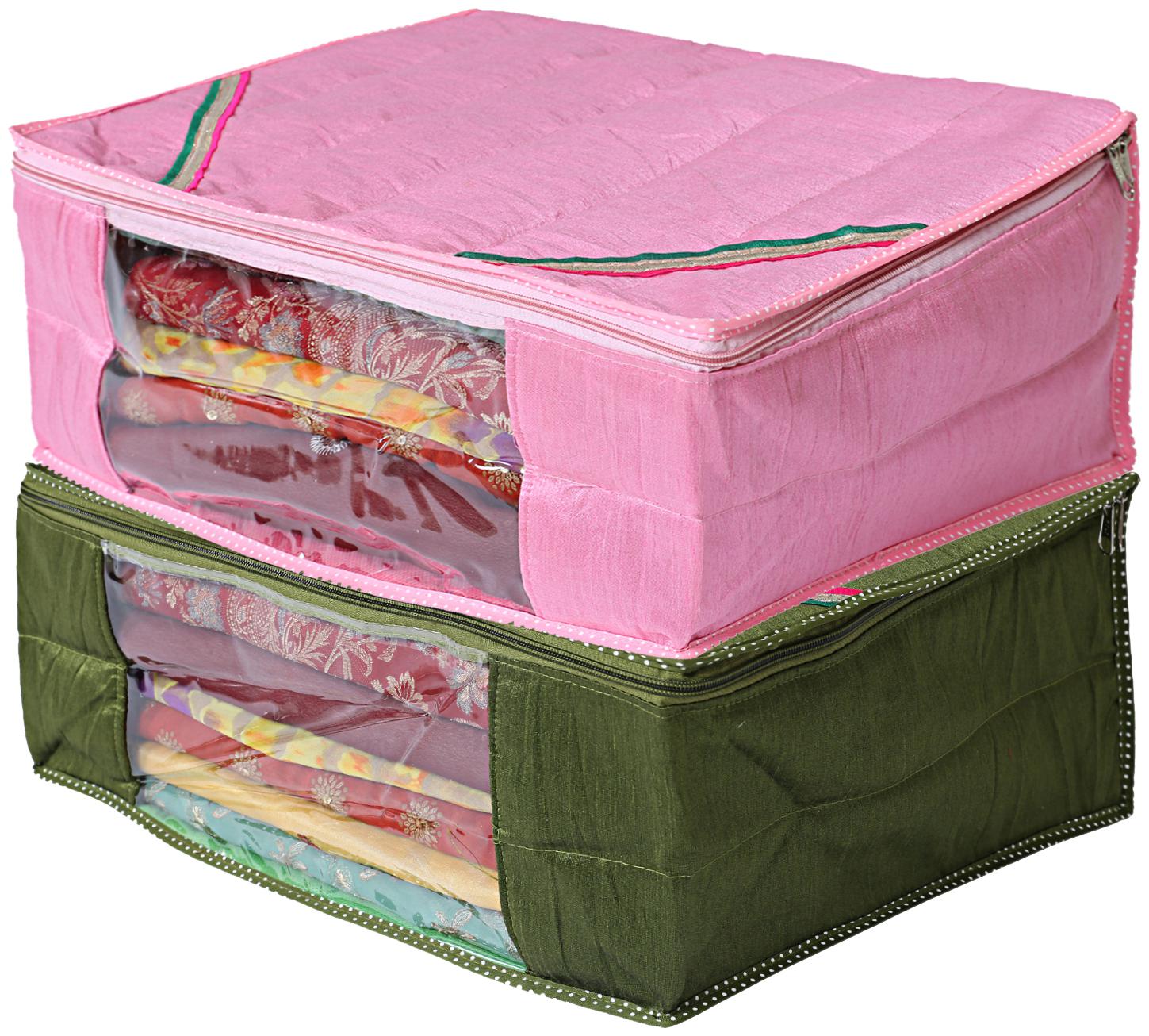 Kuber Industries 2 Pieces Raw Silk Saree Cover Wardrobe Organizer (Green Pink)- CTHH11516
Kuber Industries 2 Pieces Raw Silk Saree Cover Wardrobe Organizer (Green Pink)- CTHH11516