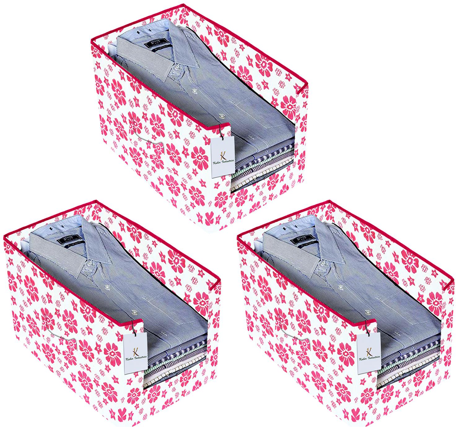 Kuber Industries Flower Printed 3 pc Non Woven Shirt Stacker Wardrobe Organizer Set (Pink) - CTHH16701
Kuber Industries Flower Printed 3 pc Non Woven Shirt Stacker Wardrobe Organizer Set (Pink) - CTHH16701