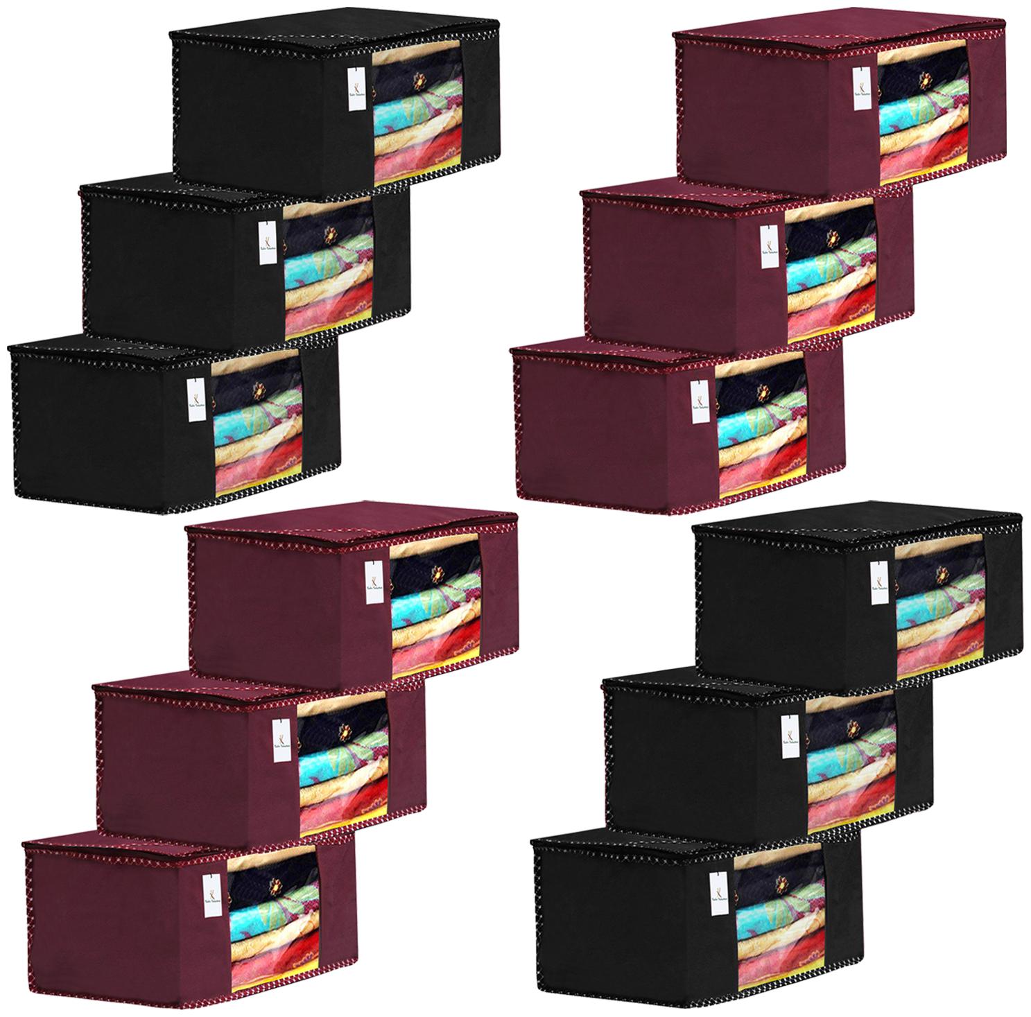 Kuber Industries 12 pc Non Woven Fabric Saree Cover Set with Transparent Window Extra Large Maroon Black- CTHH16178
Kuber Industries 12 pc Non Woven Fabric Saree Cover Set with Transparent Window Extra Large Maroon Black- CTHH16178