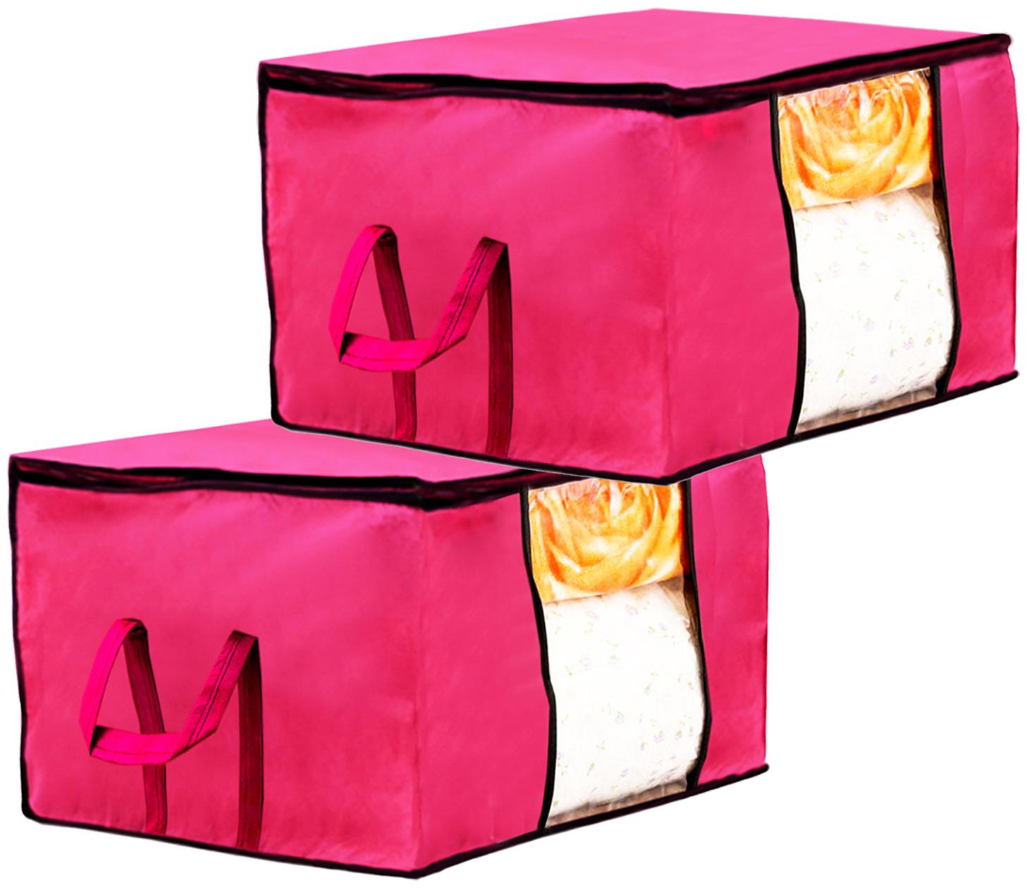 Kuber Industries 2 pc Non Woven Underbed Storage Bag Storage Organiser Blanket Cover with Transparent Window Extra Large Pink CTHH15552
Kuber Industries 2 pc Non Woven Underbed Storage Bag Storage Organiser Blanket Cover with Transparent Window Extra Large Pink CTHH15552