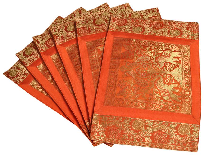 Lal Haveli Dining Table Mat Set of 6 Banarsi Silk Fabric Kitchen Placemats 18 X 12 inches
Lal Haveli Dining Table Mat Set of 6 Banarsi Silk Fabric Kitchen Placemats 18 X 12 inches