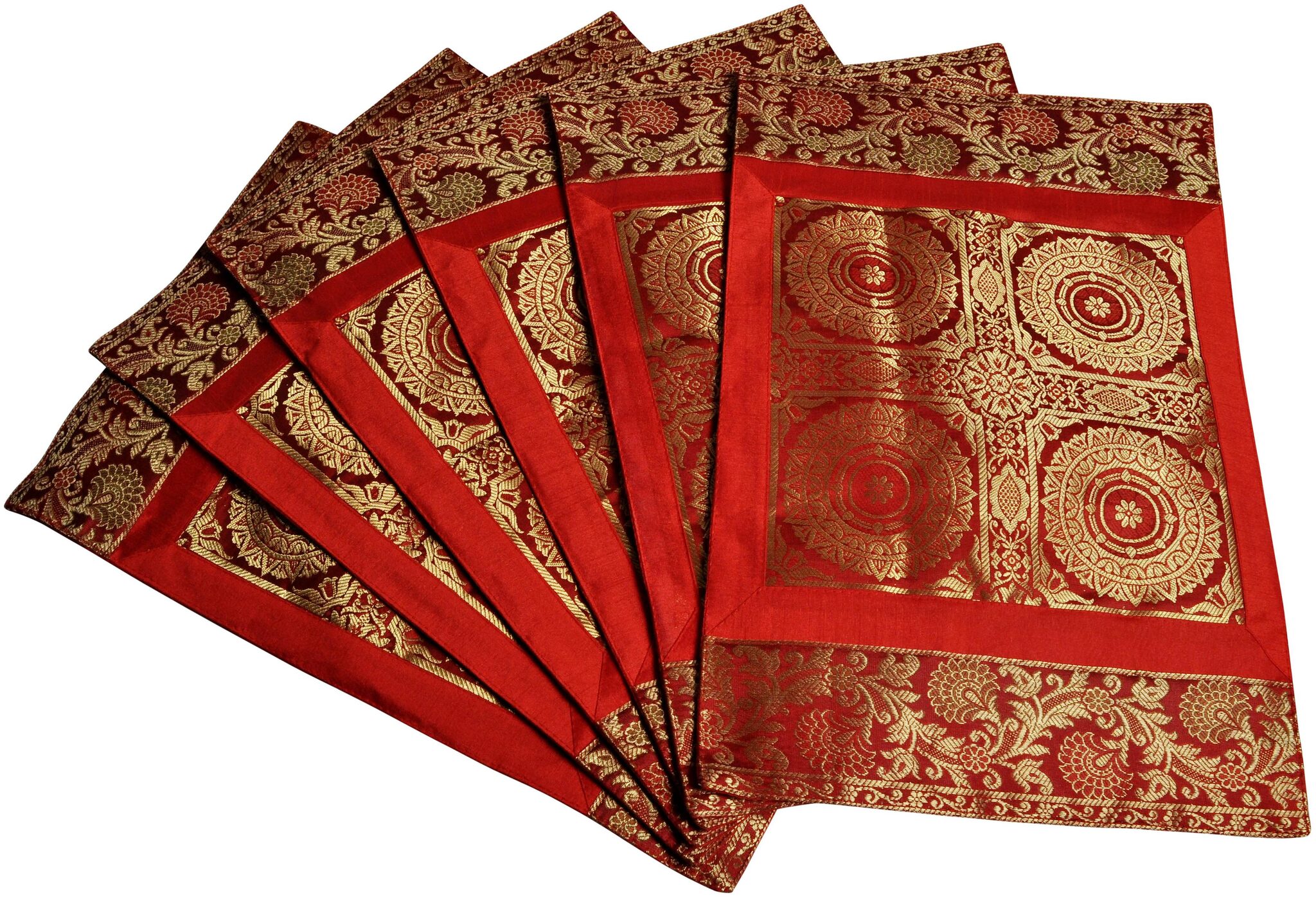 Lal Haveli Traditional Rectangular Shape Silk Fabric Red Color Placemat Set of 6 pcs
Lal Haveli Traditional Rectangular Shape Silk Fabric Red Color Placemat Set of 6 pcs