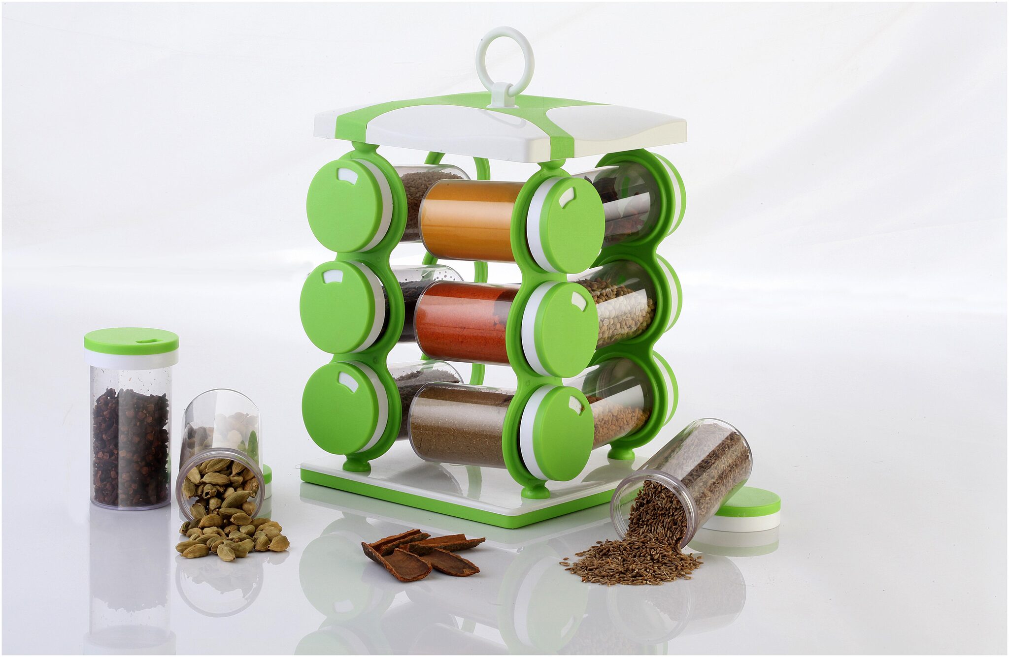 Lion Lender Revolving 12 Jar Spice Rack Spice Kit Spice Storage Masala Storage Masala Box Spice Box Masala Rack Mouth Freshers Rack Spice Jar 120 ml Capacity Green(pack Of 1)
Lion Lender Revolving 12 Jar Spice Rack Spice Kit Spice Storage Masala Storage Masala Box Spice Box Masala Rack Mouth Freshers Rack Spice Jar 120 ml Capacity Green(pack Of 1)