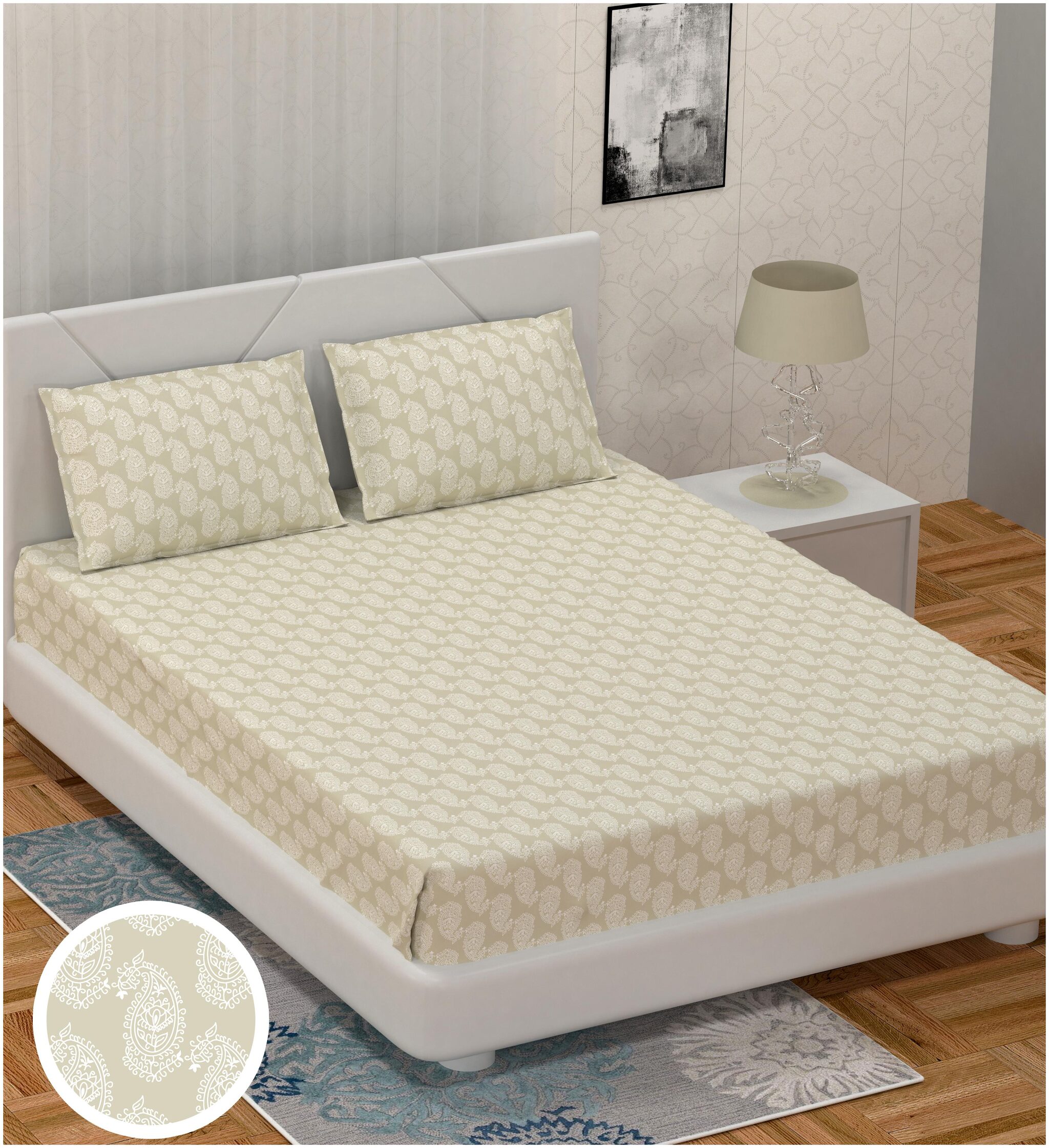 Lsk Shiva s Cotton Printed King Size Bedsheet 210 TC ( 1 Bedsheet With 2 Pillow Covers Cream )
Lsk Shiva s Cotton Printed King Size Bedsheet 210 TC ( 1 Bedsheet With 2 Pillow Covers Cream )