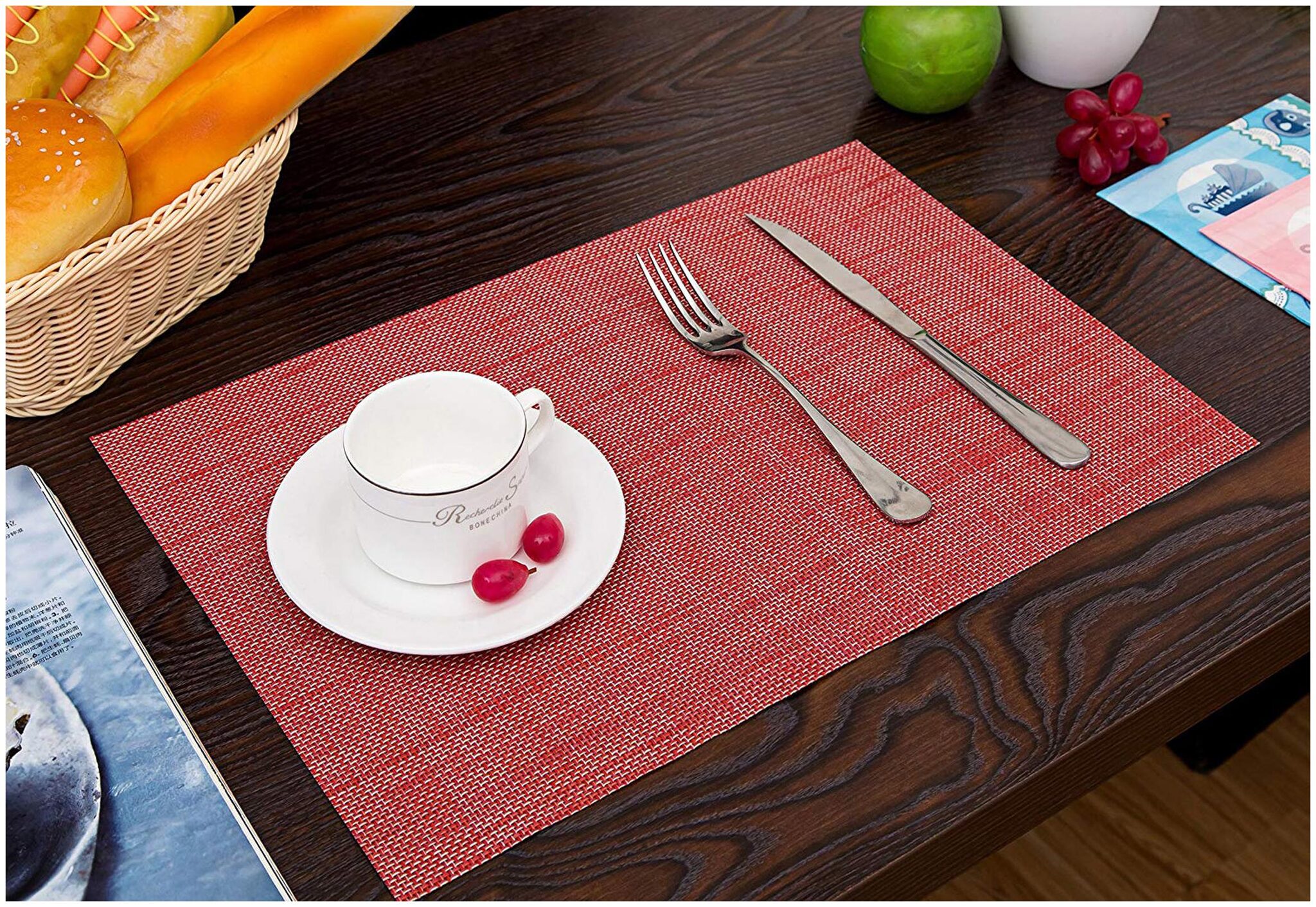 Lushomes Red Jacquard Waterproof PVC Placemats in Reusable PVC bag (33 x 45 cms Pack of 6)
Lushomes Red Jacquard Waterproof PVC Placemats in Reusable PVC bag (33 x 45 cms Pack of 6)