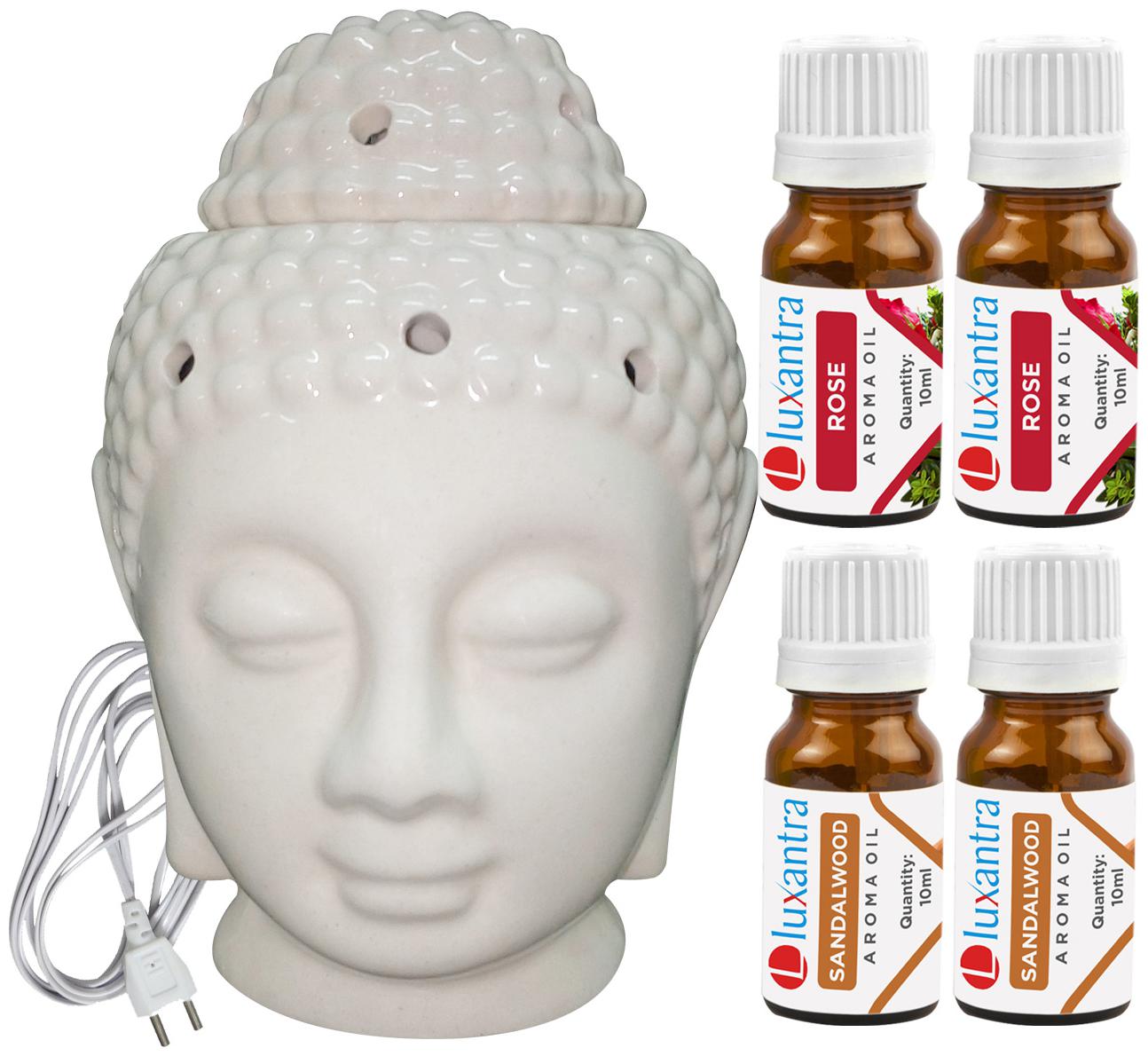 Luxantra Beige Ceramic Electric Buddha Head Aroma Diffuser with 2 Rose 2 Sandalwood Aroma Oil 10ml Each for Home Office hotel 14x10x10cm
Luxantra Beige Ceramic Electric Buddha Head Aroma Diffuser with 2 Rose 2 Sandalwood Aroma Oil 10ml Each for Home Office hotel 14x10x10cm