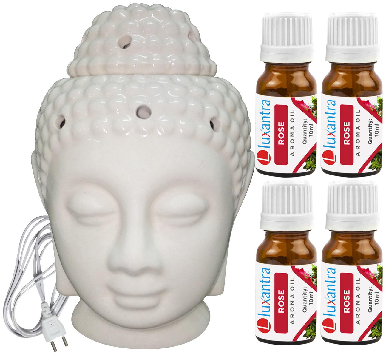 Luxantra Beige Ceramic Electric Buddha Head Aroma Diffuser with 4 Rose Aroma Oil 10ml Each for Home Office hotel 14x10x10cm
Luxantra Beige Ceramic Electric Buddha Head Aroma Diffuser with 4 Rose Aroma Oil 10ml Each for Home Office hotel 14x10x10cm