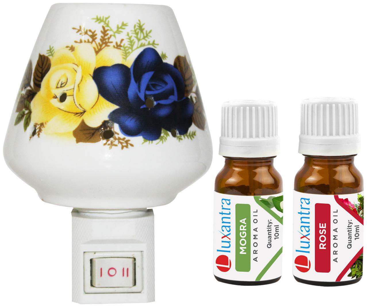 Luxantra Ceramic Electric Aroma Diffuser Night Lamp Light with Mogra Rose Aroma Oil 10ml Each for Home office Hotel Spa
Luxantra Ceramic Electric Aroma Diffuser Night Lamp Light with Mogra Rose Aroma Oil 10ml Each for Home office Hotel Spa