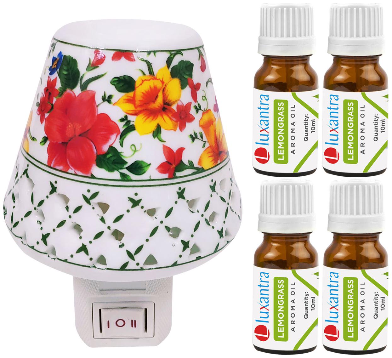Luxantra Ceramic Electric Aroma Diffuser Night Lamp Light with 4 Lemongrass Aroma Oil 10ml Each for home office hotel Spa
Luxantra Ceramic Electric Aroma Diffuser Night Lamp Light with 4 Lemongrass Aroma Oil 10ml Each for home office hotel Spa
