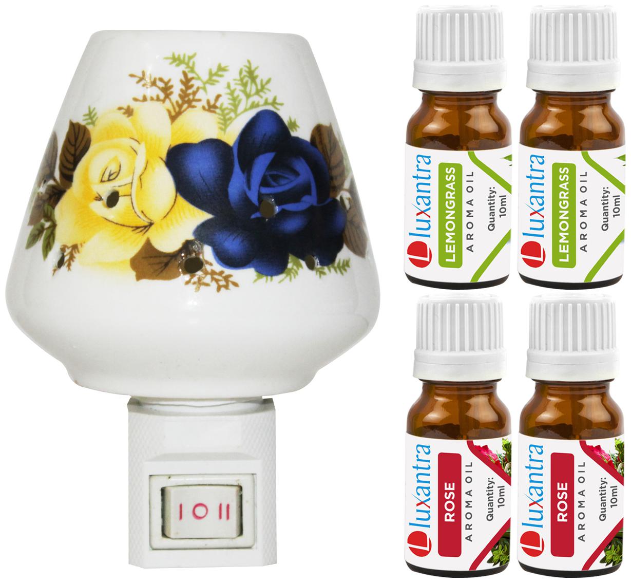 Luxantra Ceramic Electric Aroma Diffuser Night Lamp Light with 2 Rose 2 Lemongrass Aroma Oil 10ml Each for Home office Hotel Spa
Luxantra Ceramic Electric Aroma Diffuser Night Lamp Light with 2 Rose 2 Lemongrass Aroma Oil 10ml Each for Home office Hotel Spa