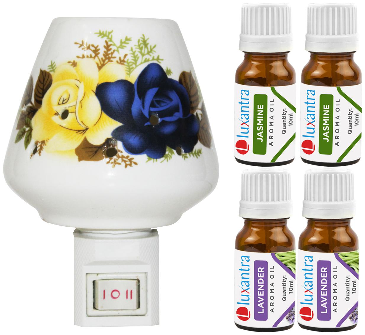 Luxantra Ceramic Electric Aroma Diffuser Night Lamp Light with 2 Lavender 2 Jasmine Aroma Oil 10ml Each for Home office Hotel Spa
Luxantra Ceramic Electric Aroma Diffuser Night Lamp Light with 2 Lavender 2 Jasmine Aroma Oil 10ml Each for Home office Hotel Spa