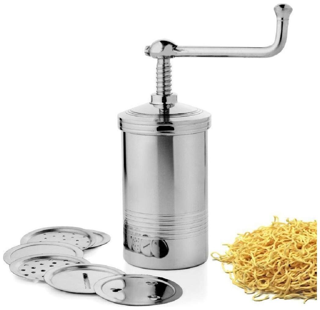 Maalgodam Stainless Steel Kitchen Press Sev Sancha Chakali Maker Murukku Janthikulu Maker Gathiya Maker Bhujiya Maker Farsan Maker Snackes Maker Machine with 6 Different Jalis
Maalgodam Stainless Steel Kitchen Press Sev Sancha Chakali Maker Murukku Janthikulu Maker Gathiya Maker Bhujiya Maker Farsan Maker Snackes Maker Machine with 6 Different Jalis