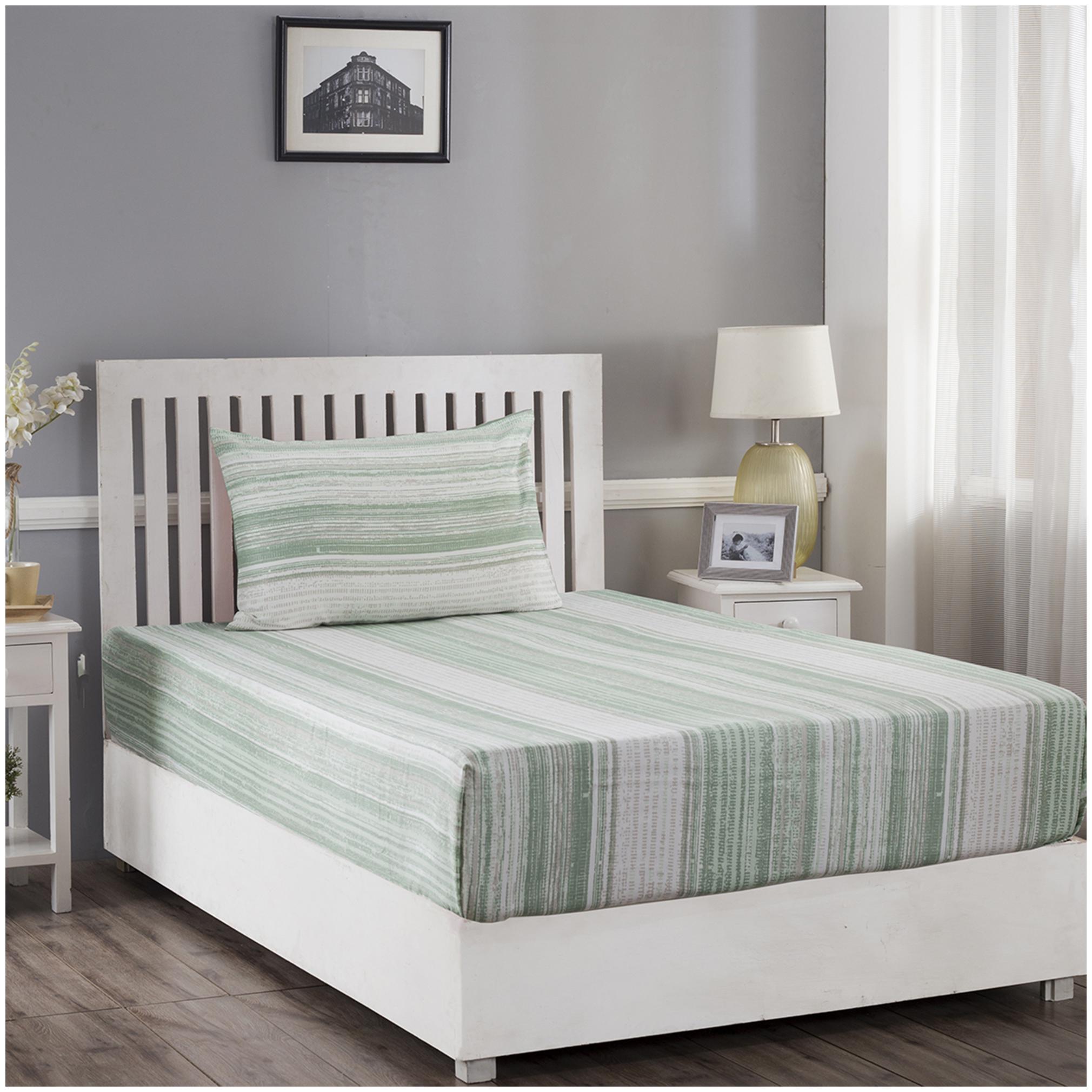 Maspar Cotton Striped Single Size Bedsheet 210 TC ( 1 Bedsheet With 1 Pillow Covers Green )
Maspar Cotton Striped Single Size Bedsheet 210 TC ( 1 Bedsheet With 1 Pillow Covers Green )