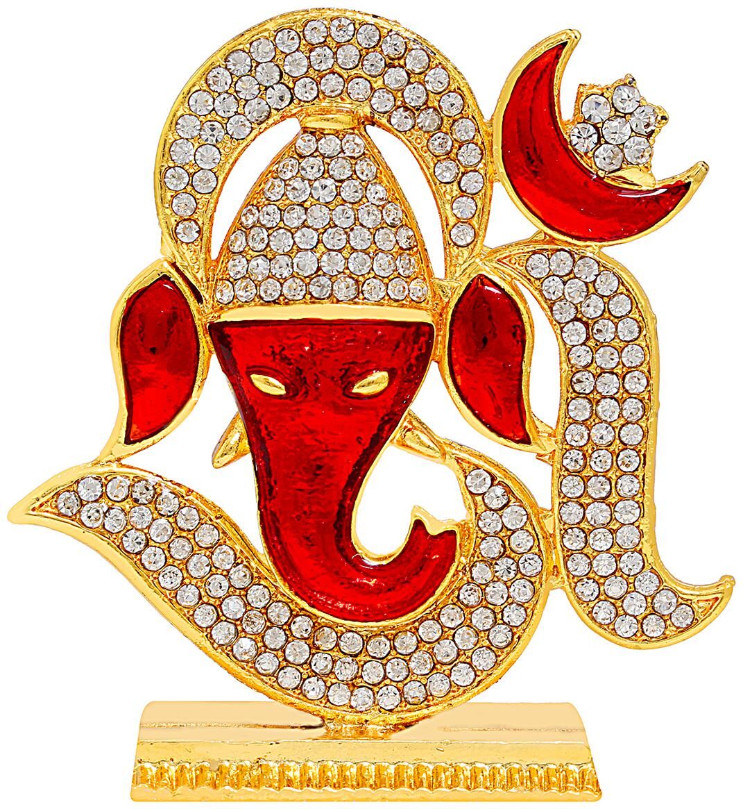 Memoir American Diamond (CZ) Red Meenakari Rich Look Om Ganesh Idol Stand Showpiece - 6 35 cm (Brass Gold Red)
Memoir American Diamond (CZ) Red Meenakari Rich Look Om Ganesh Idol Stand Showpiece - 6 35 cm (Brass Gold Red)